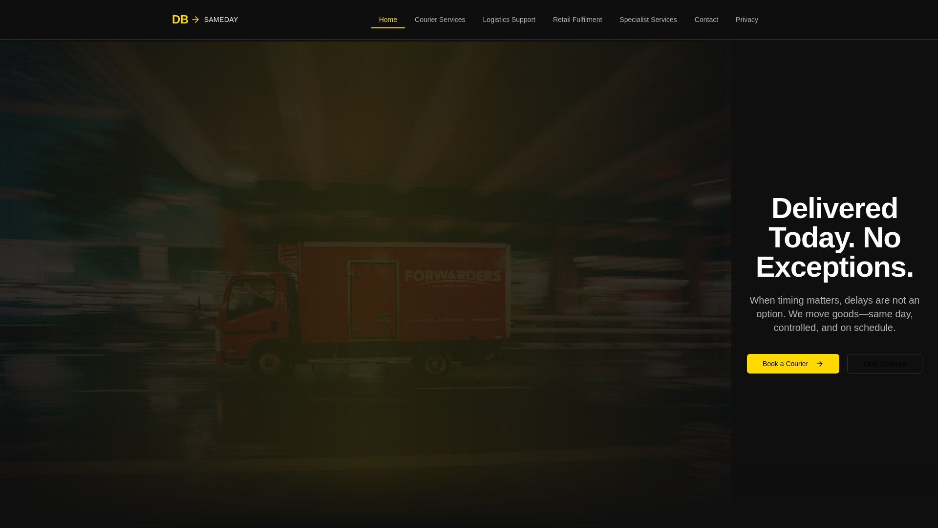 website screenshot of https://dbsamedayretail.co.uk/