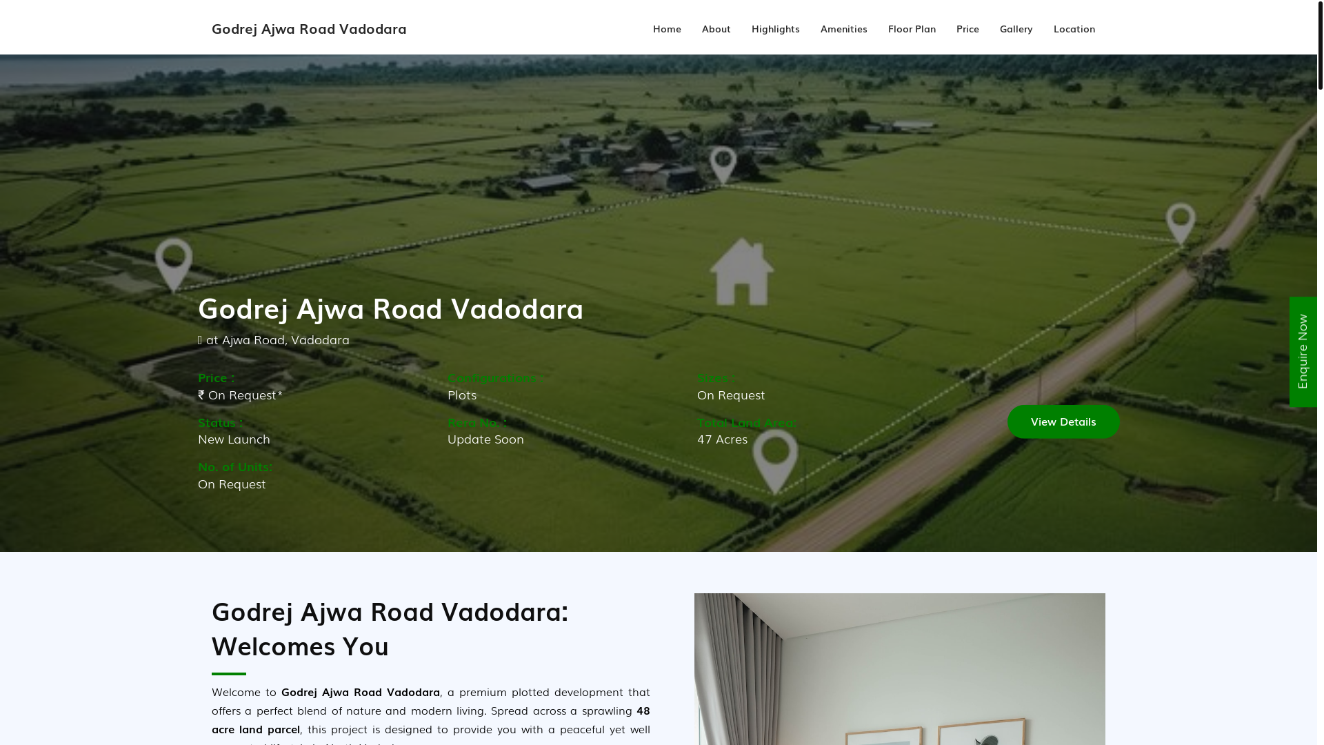 website screenshot of https://godrejajwaroadvadodara.com/