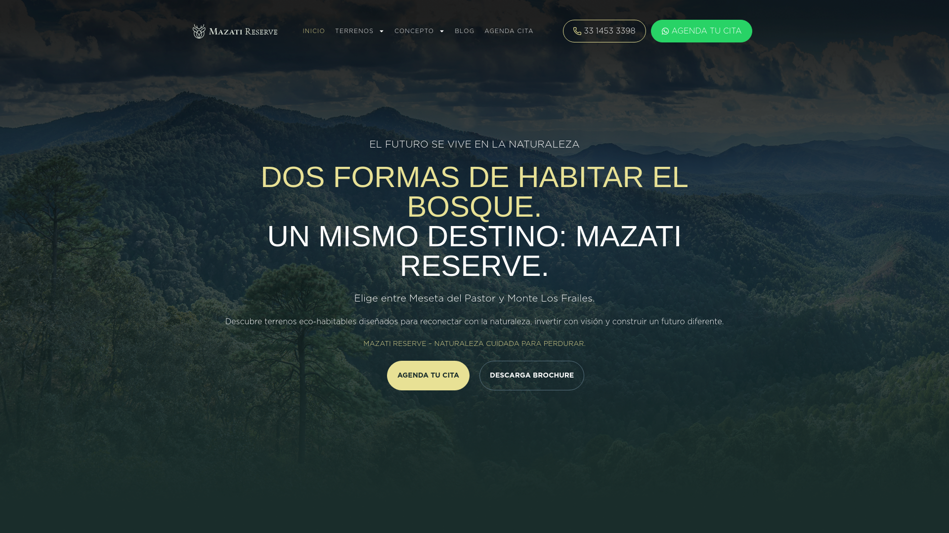 website screenshot of https://mazatireserve.com