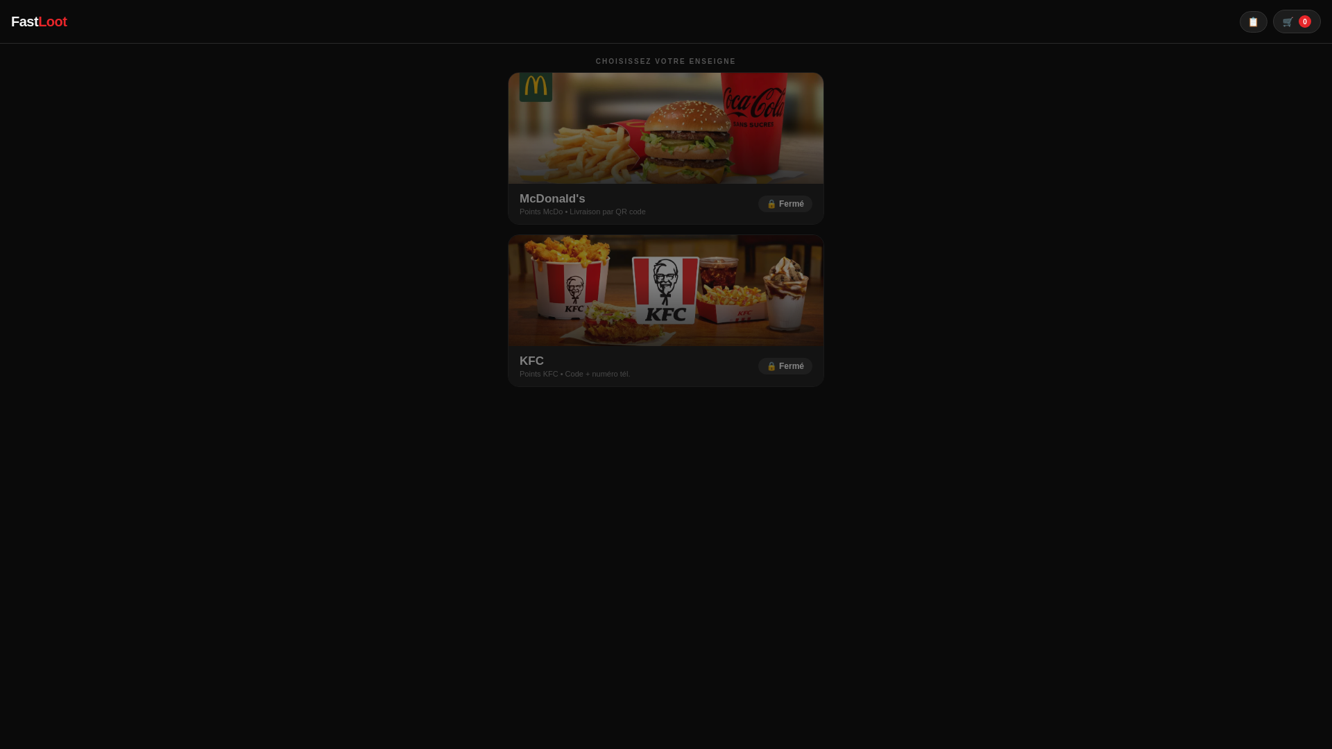 website screenshot of https://fastloot.shop/