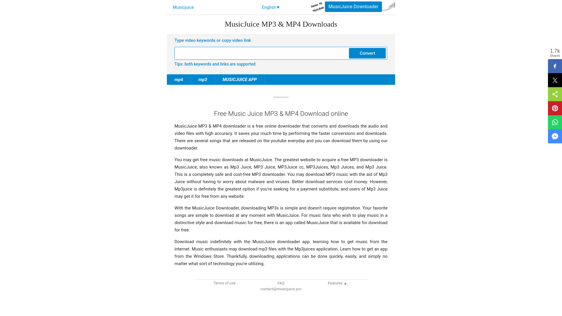 website screenshot of https://musicjuice.pro/en1