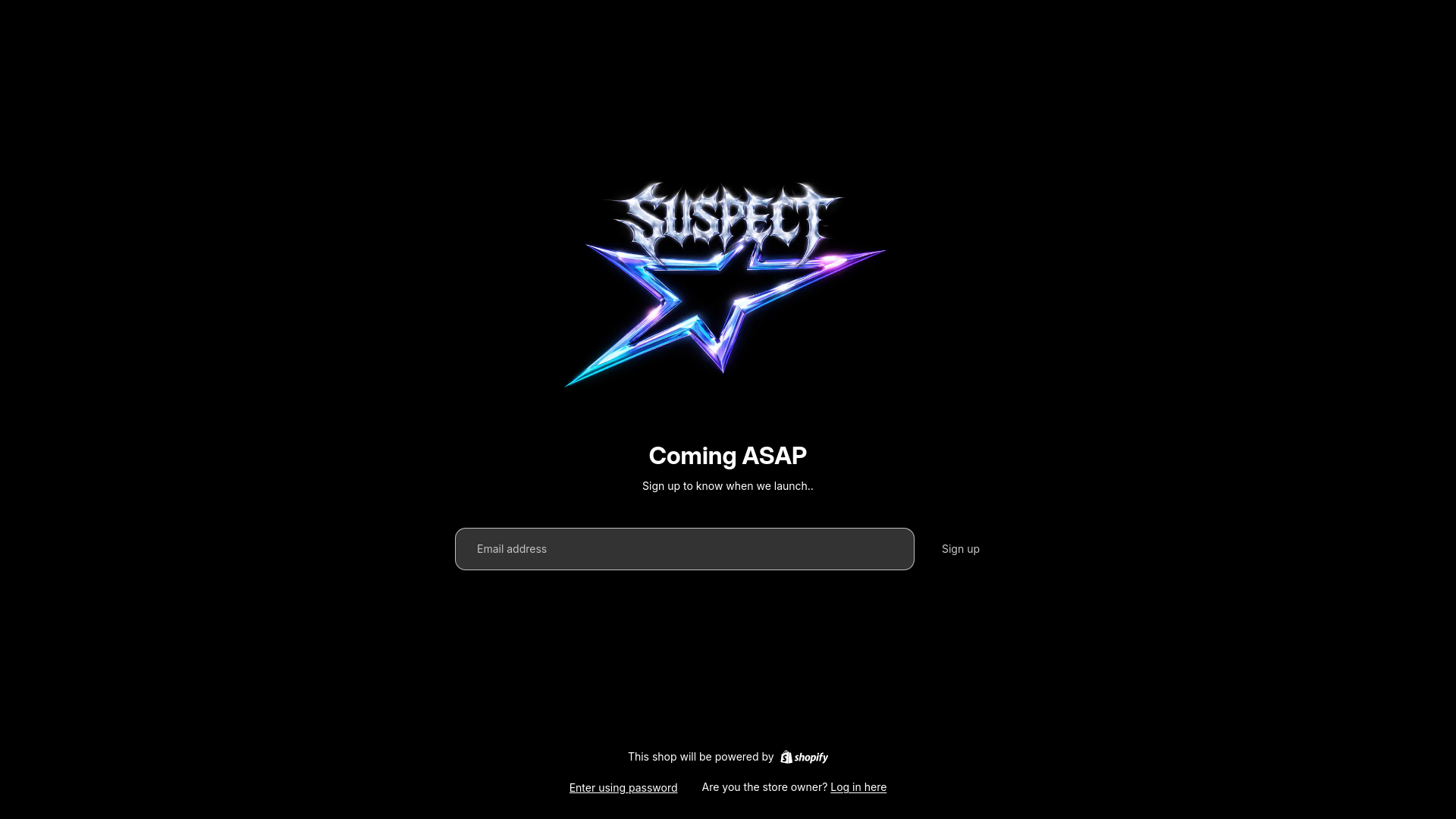 website screenshot of https://suspectmoto.com