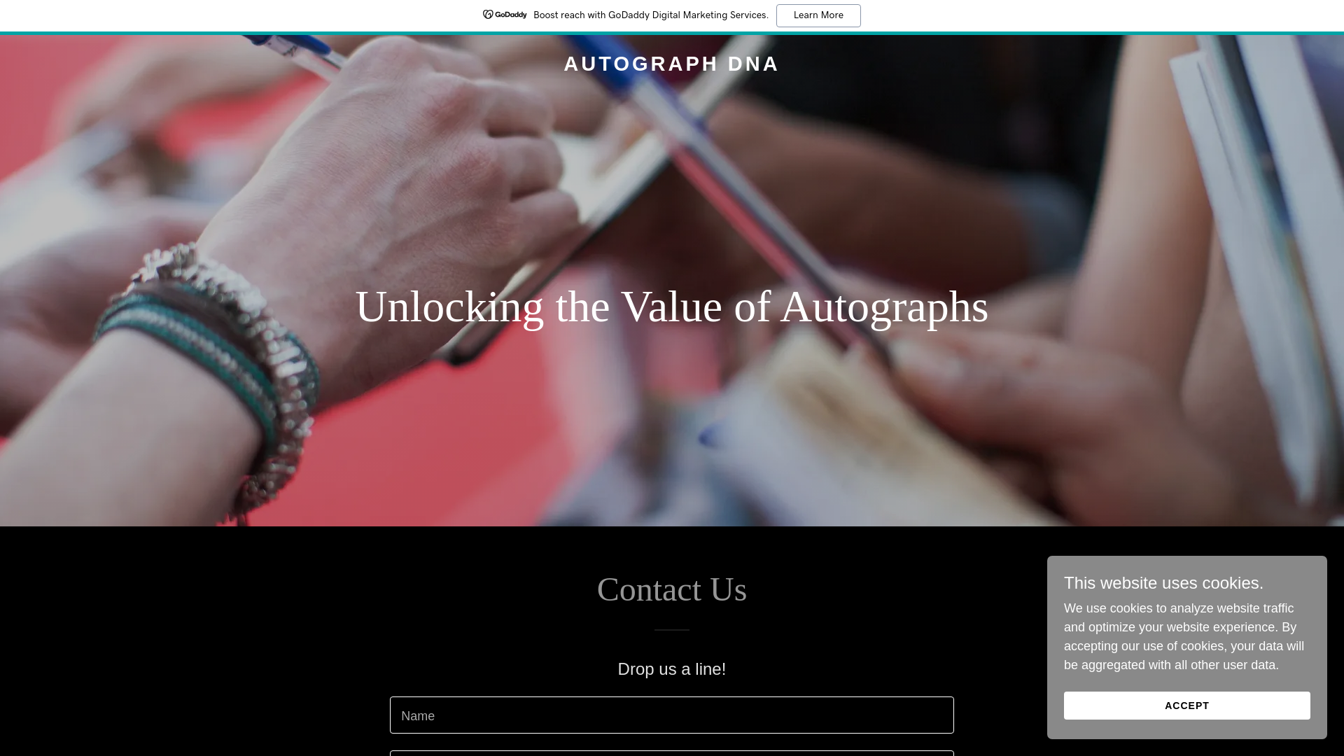 website screenshot of https://autographdna.com/
