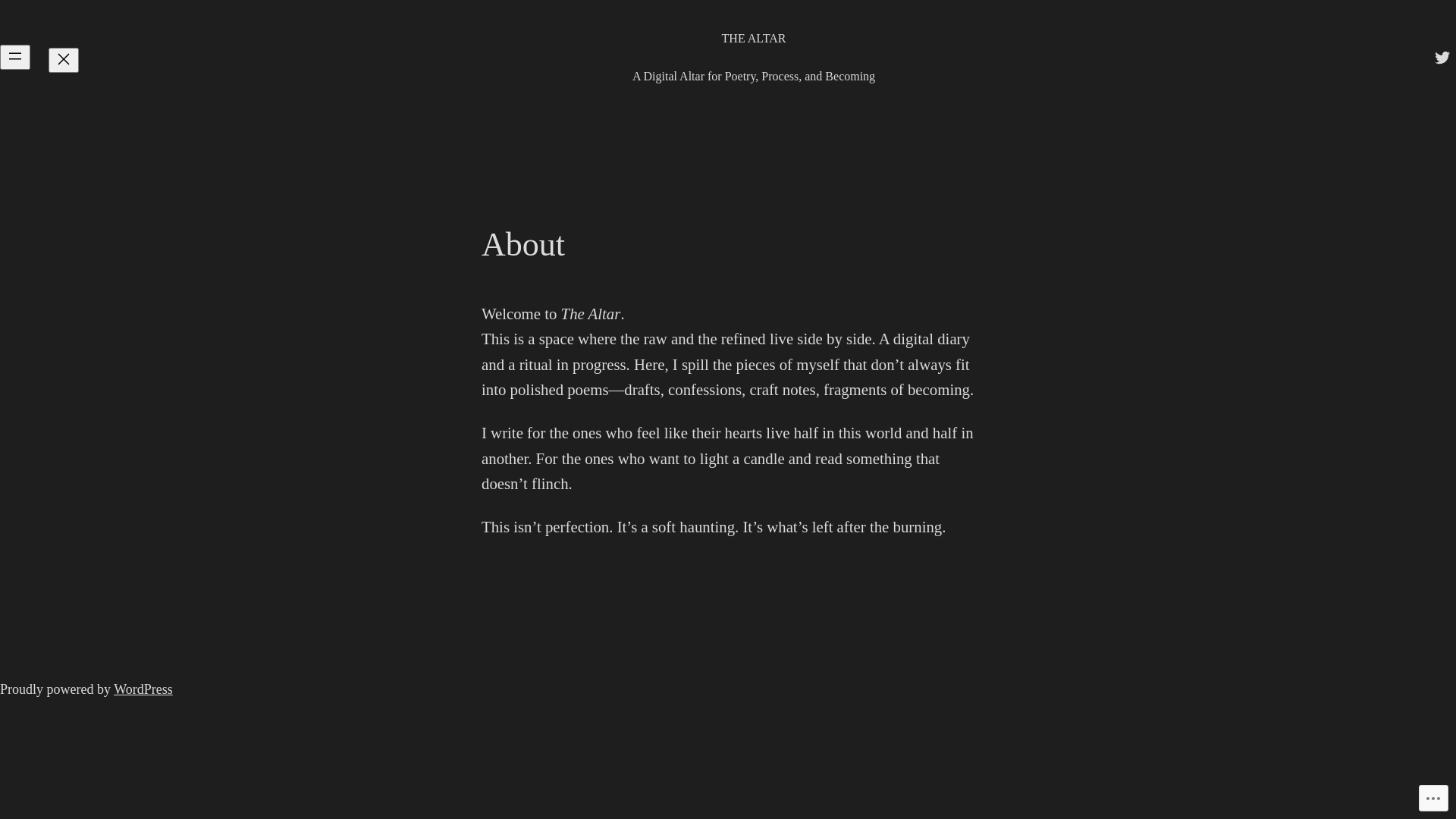 website screenshot of https://thealtarpoetry.blog/