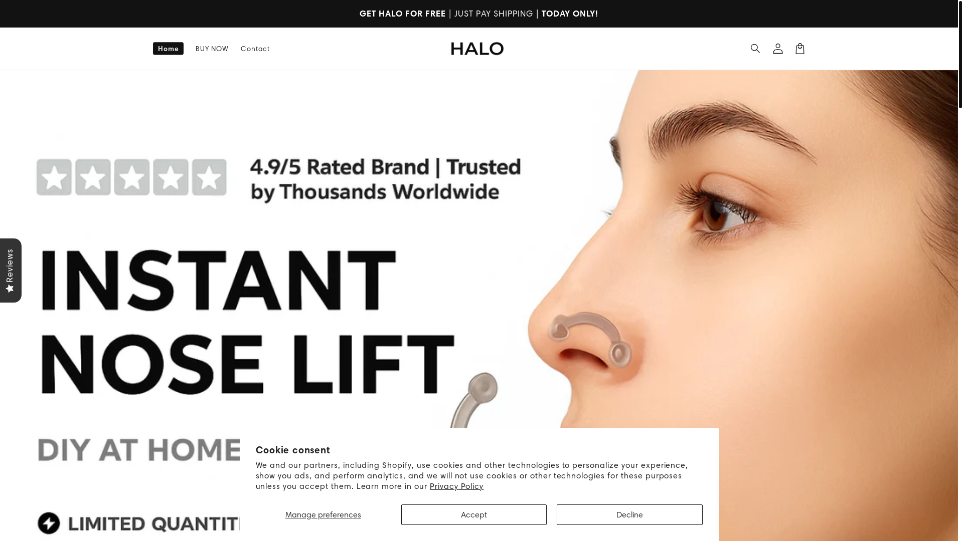 website screenshot of https://tryhalo.shop/