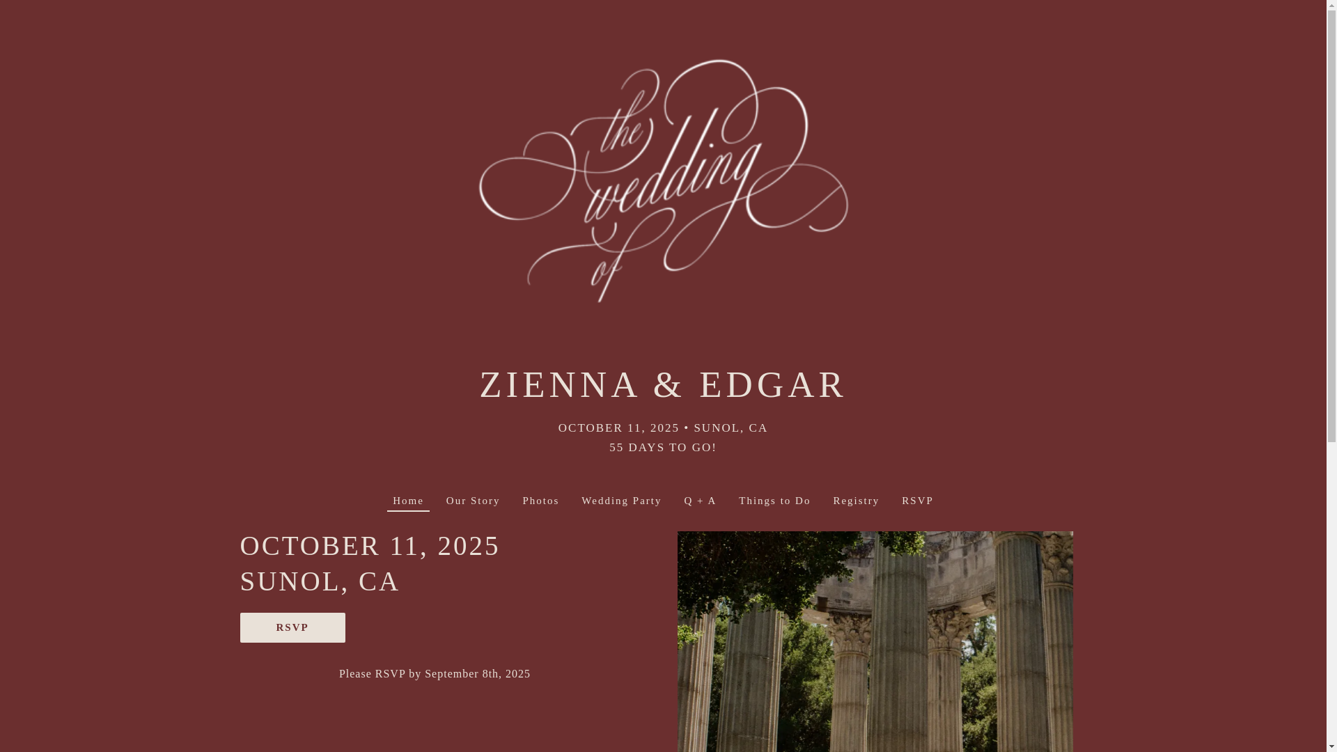 website screenshot of https://ziennaandedgar.com/