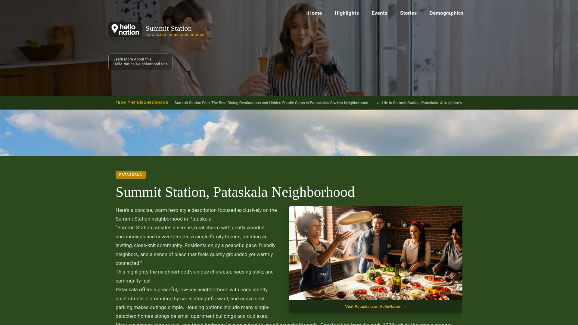 website screenshot of https://summitstationpataskalaneighborhood.org/