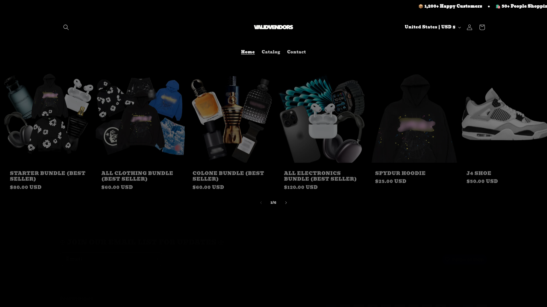 website screenshot of https://validvendors.us/