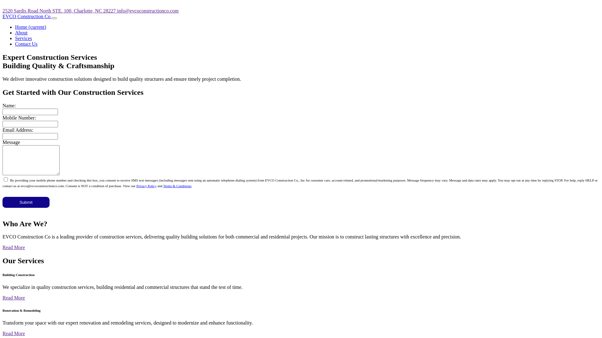 website screenshot of https://evco-constructio-co.pages.dev/