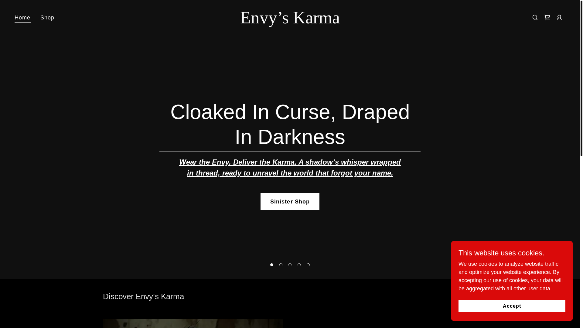 website screenshot of https://envyskarma.shop/