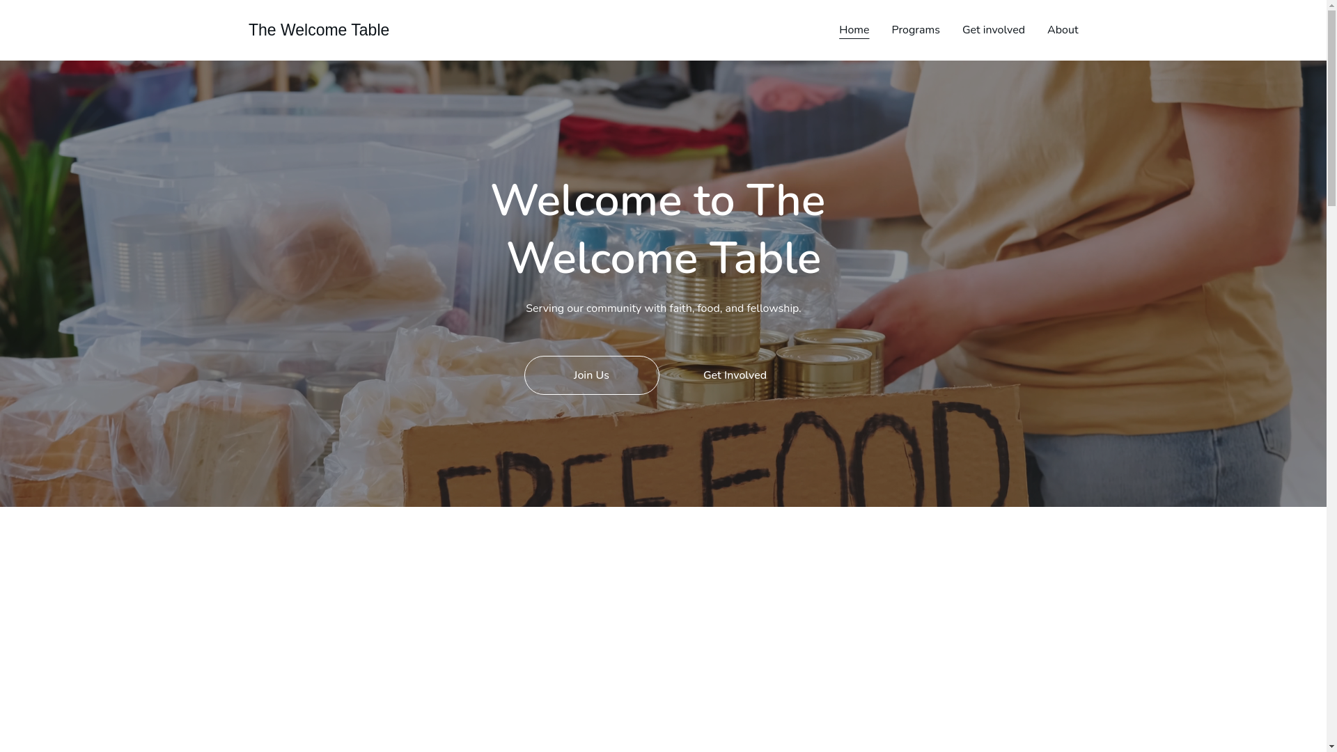 website screenshot of https://thewelcometablemission.org/