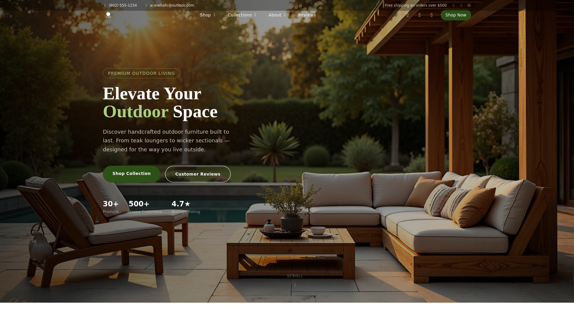 website screenshot of https://aravellallc.com/