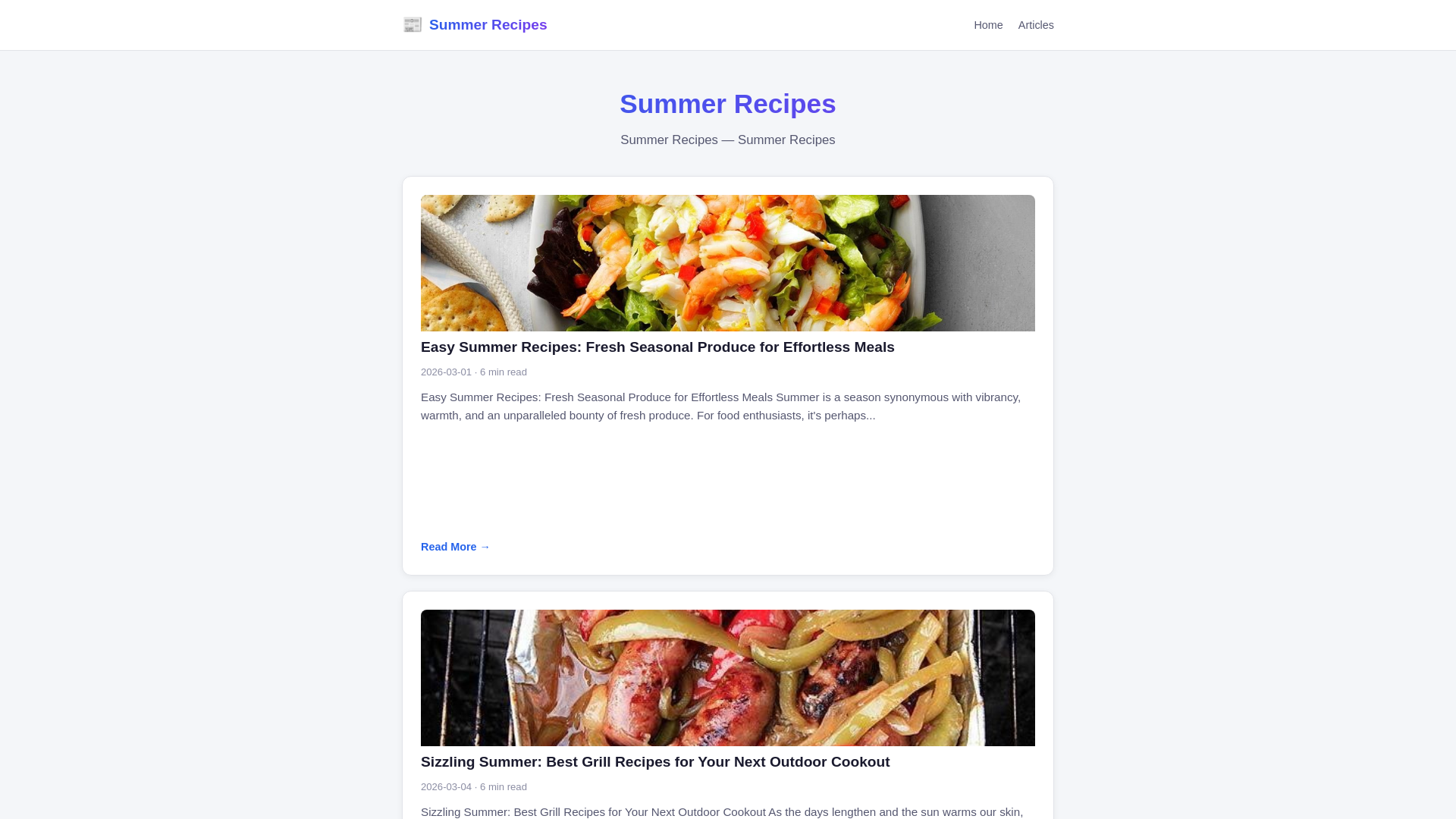 website screenshot of https://summer-recipes.pages.dev/