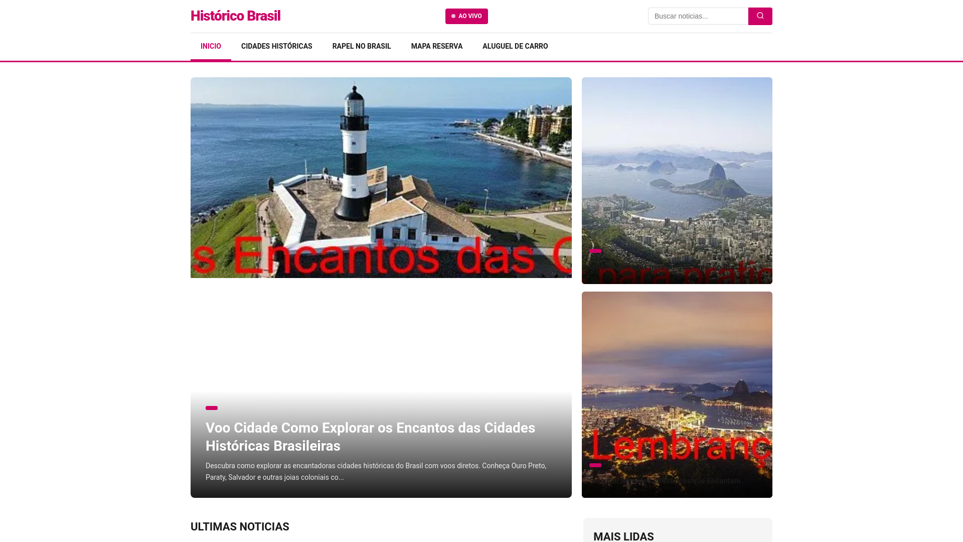 website screenshot of https://historicobrasil.cn/