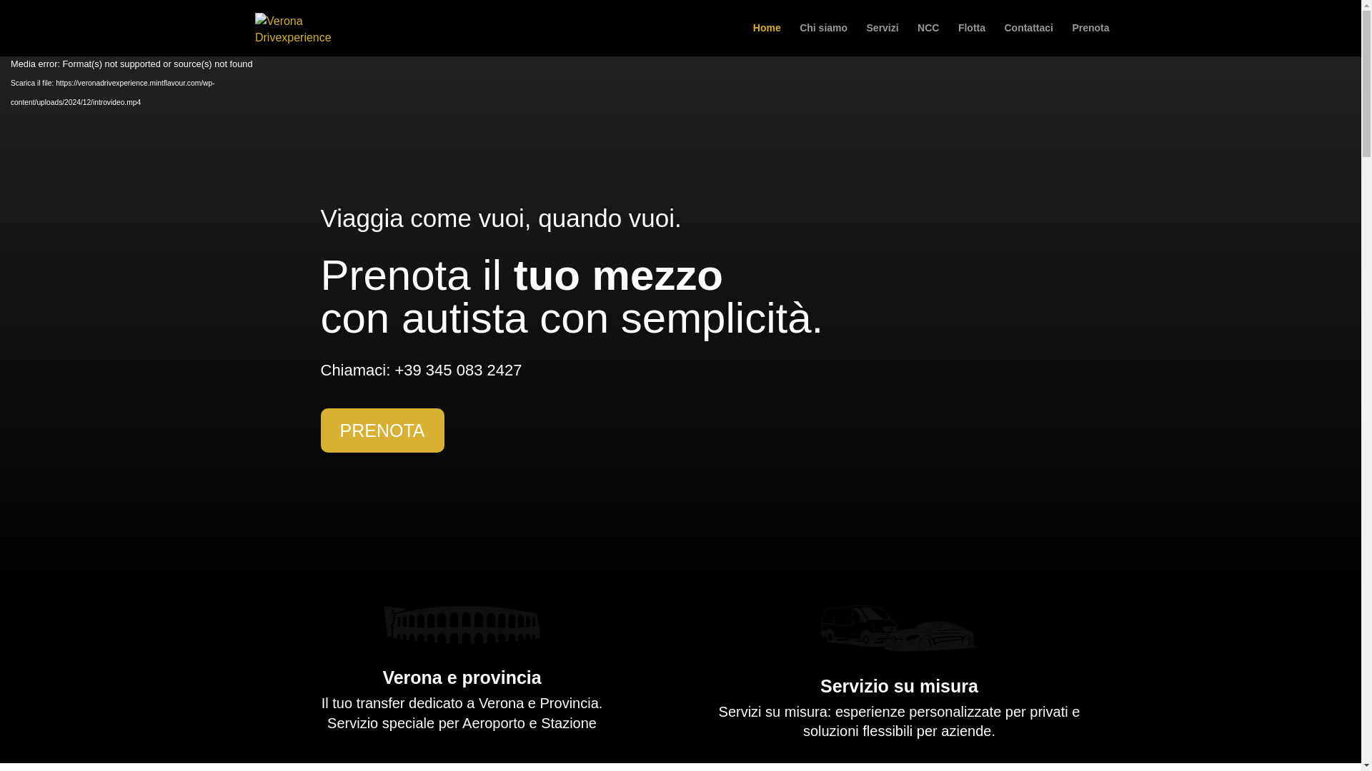 website screenshot of https://veronadrivexperience.it/