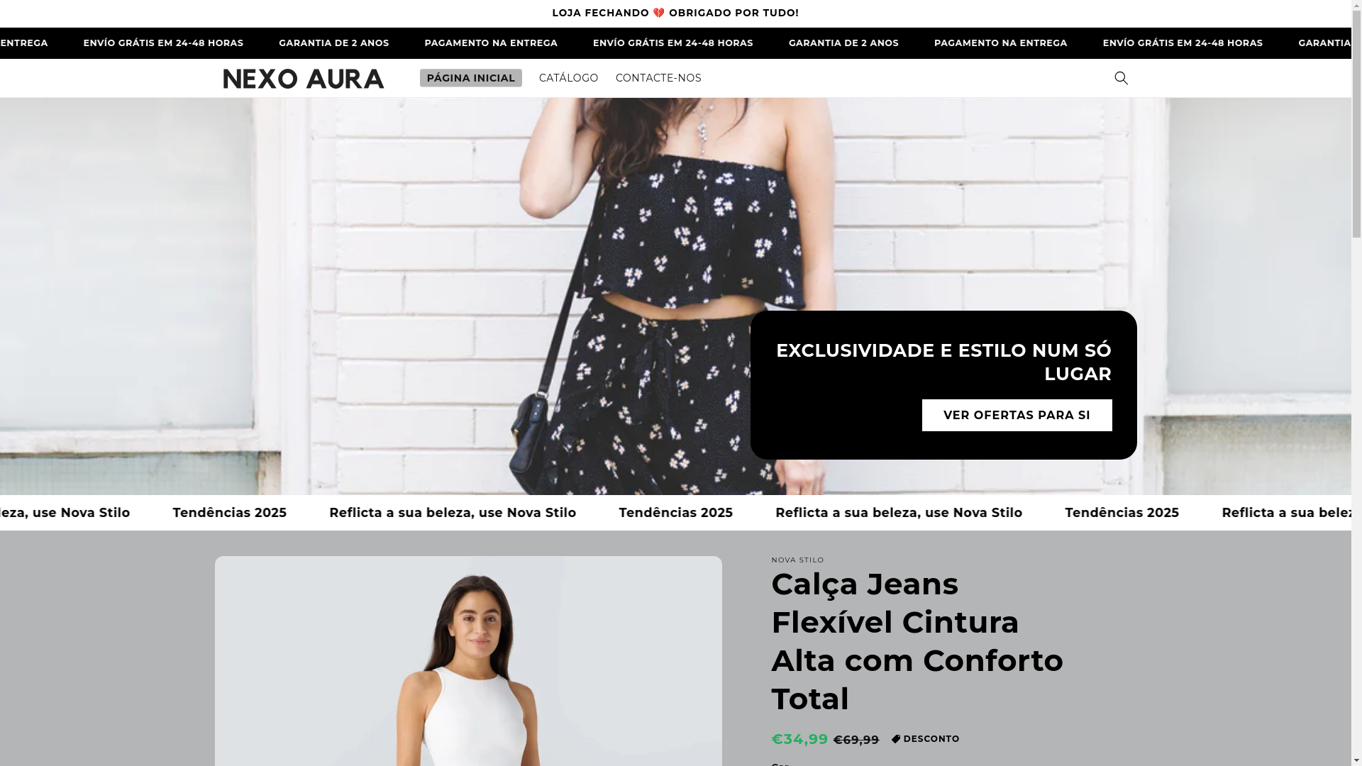 website screenshot of https://nexoaurastore.com/