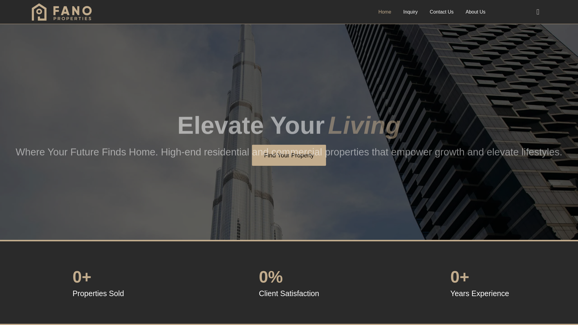 website screenshot of https://fanoproperties.com
