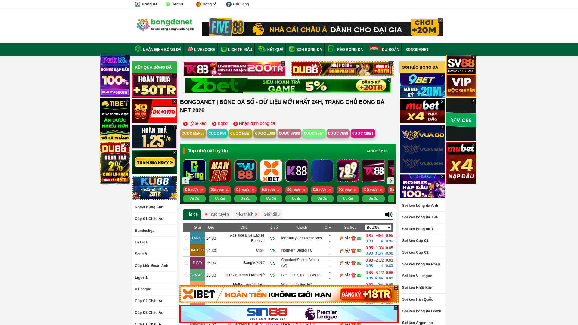 website screenshot of https://bongdanet.mobi