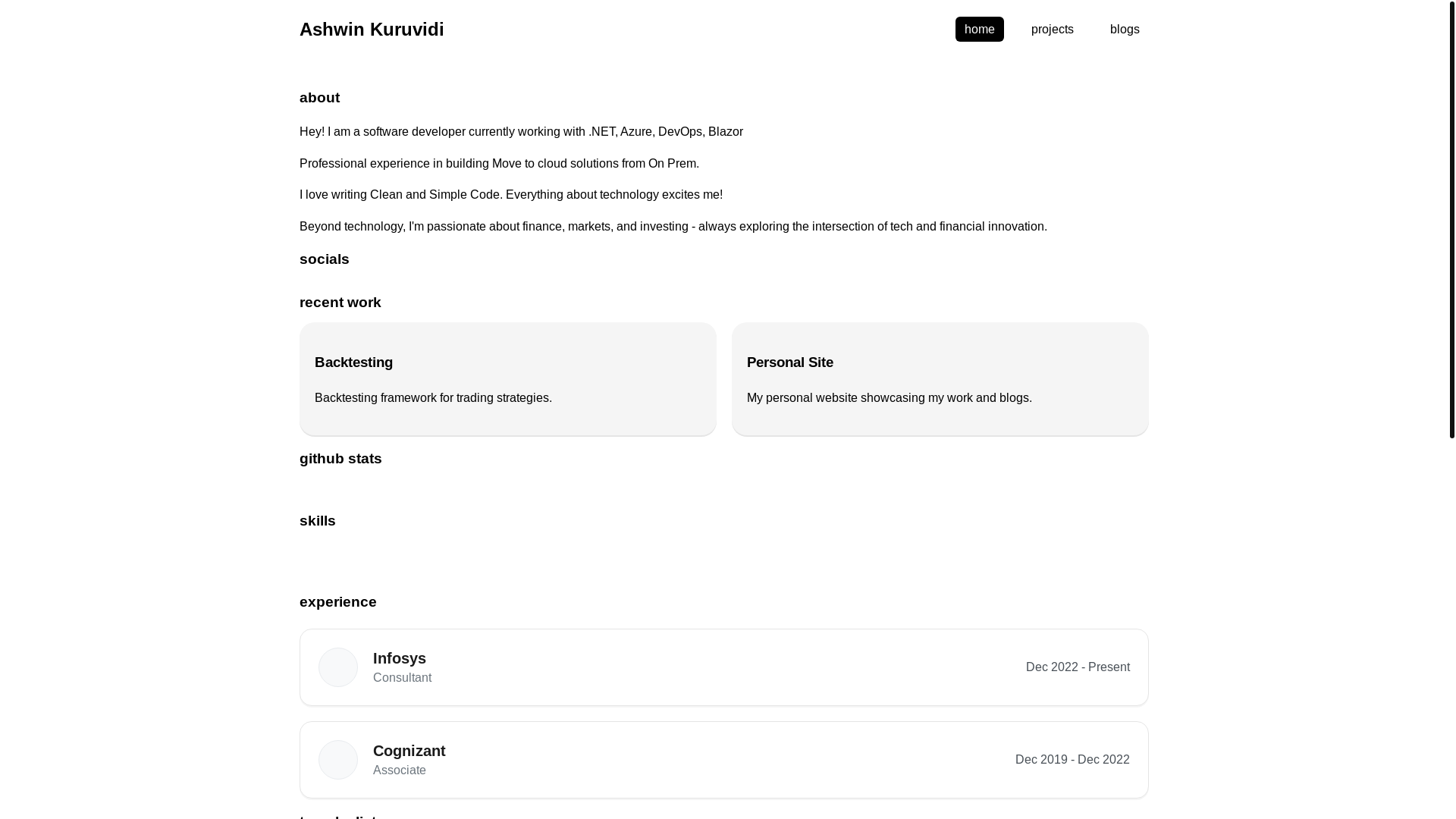 website screenshot of https://ashwinkuruvidi.com/