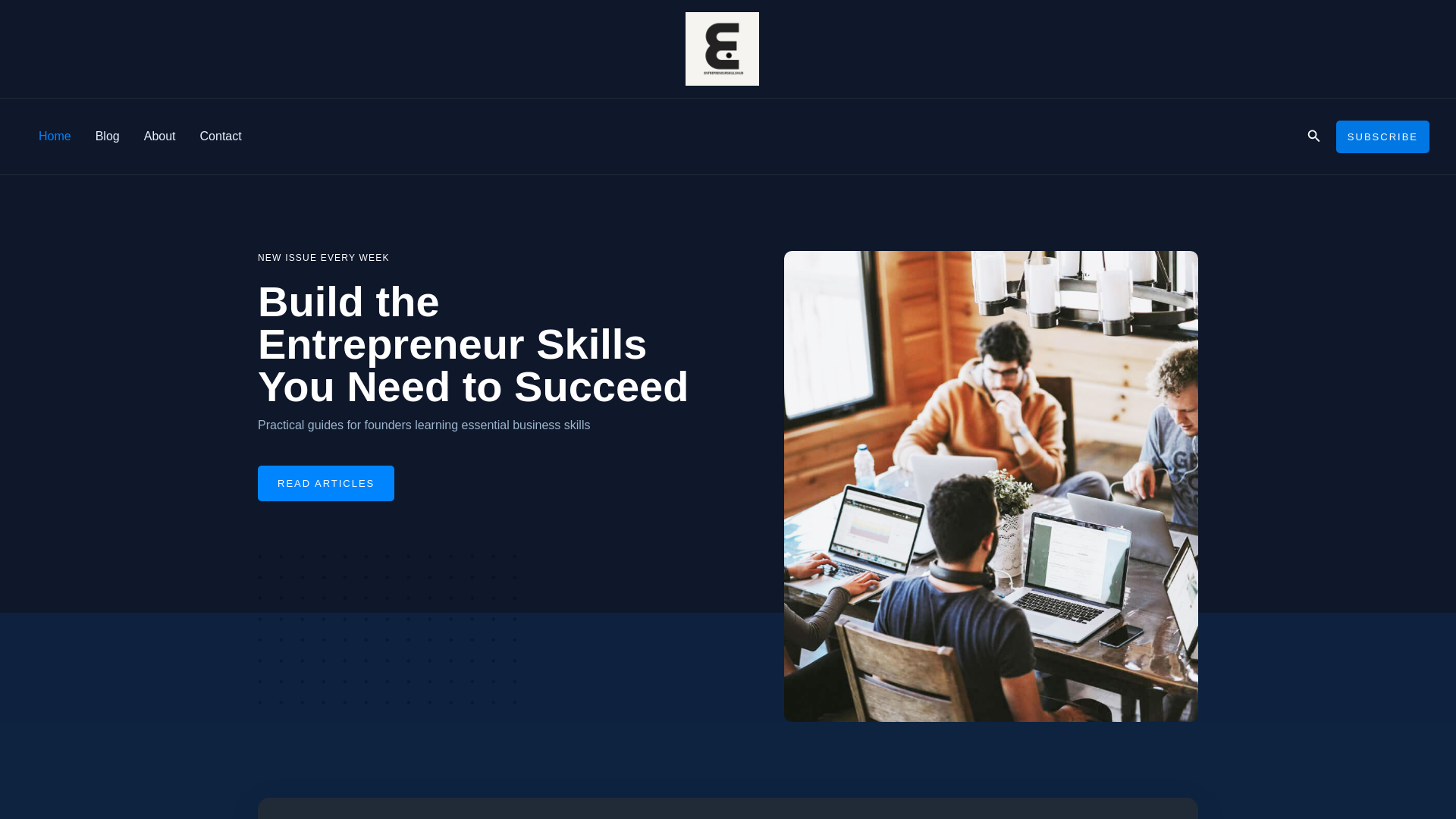 website screenshot of https://entrepreneurskillshub.com/