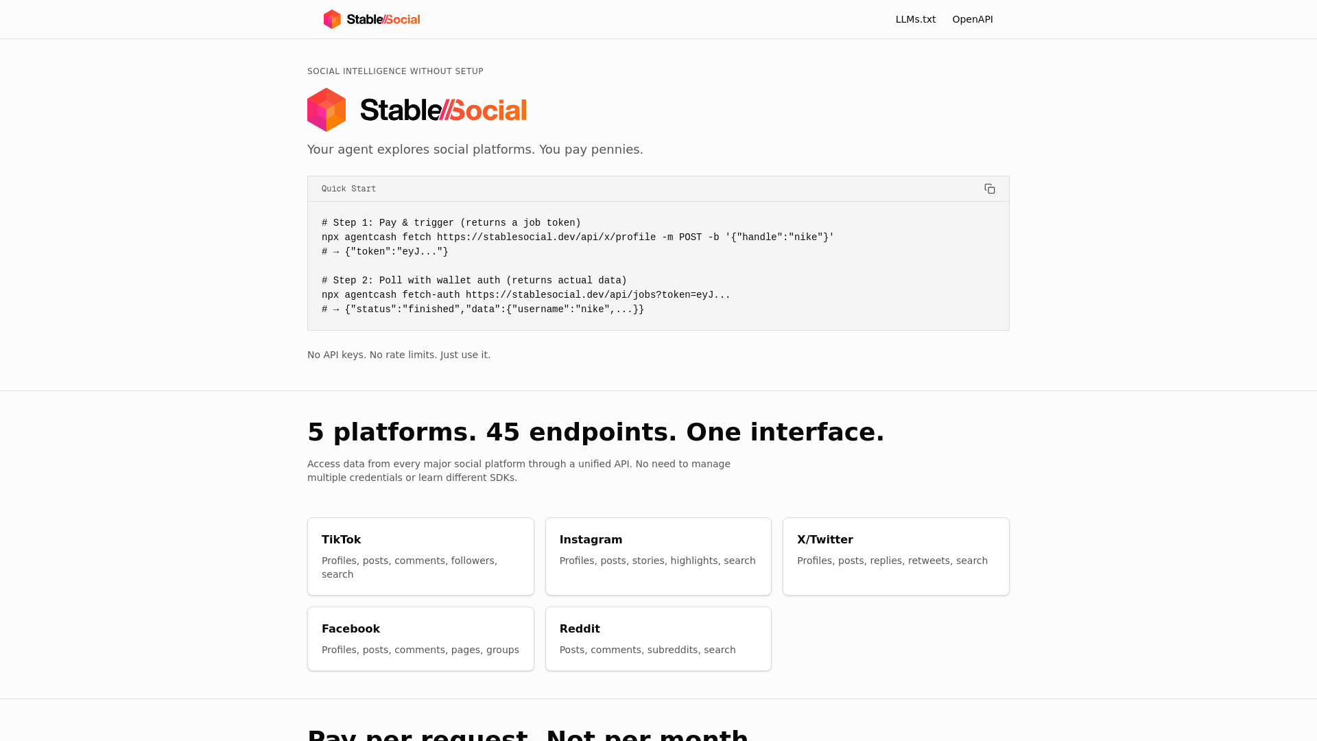 website screenshot of https://stablesocial.dev/