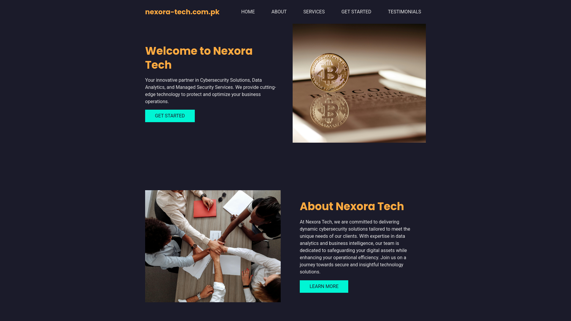 website screenshot of https://nexora-tech.com.pk/