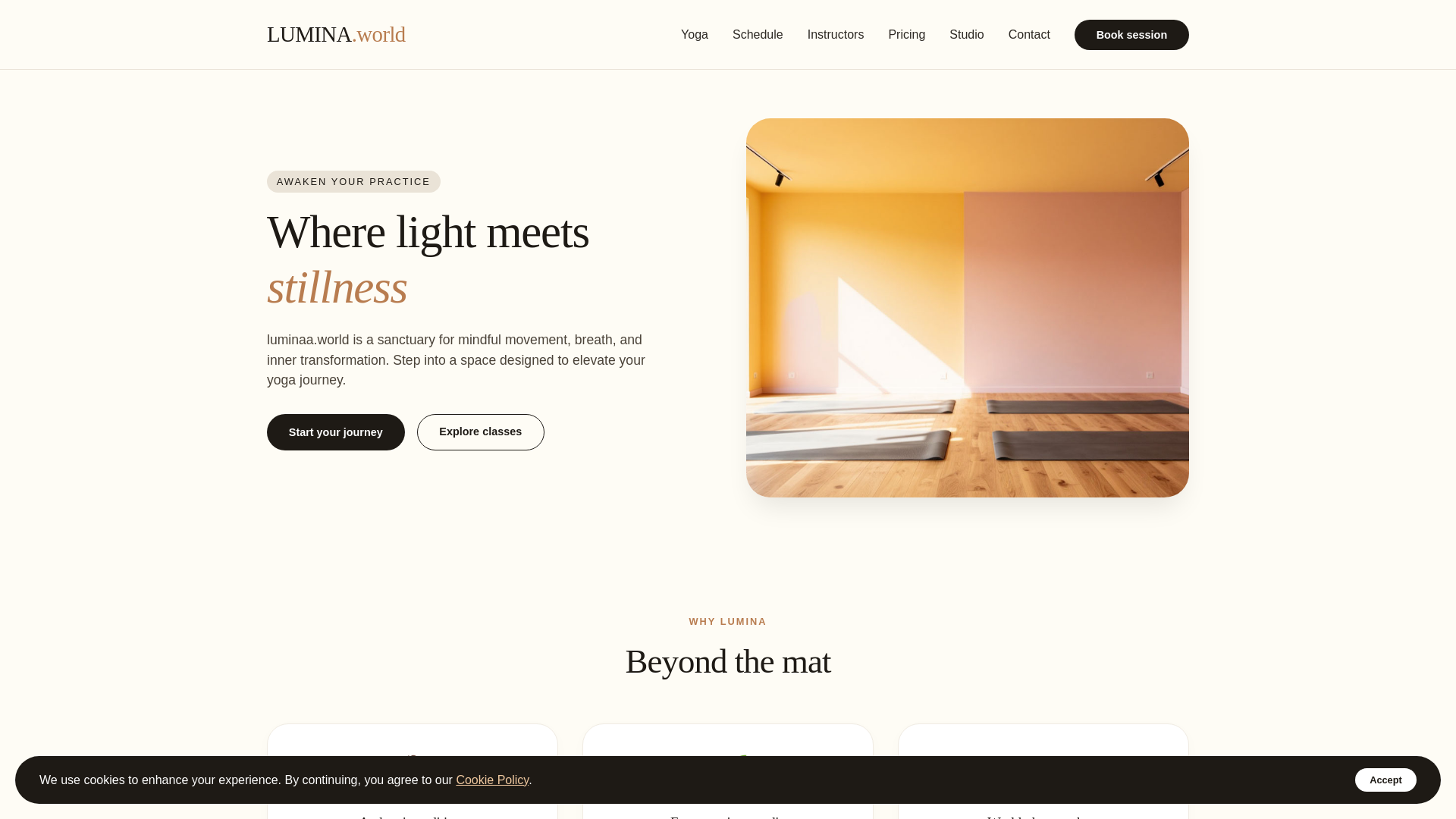 website screenshot of https://luminaa.world/