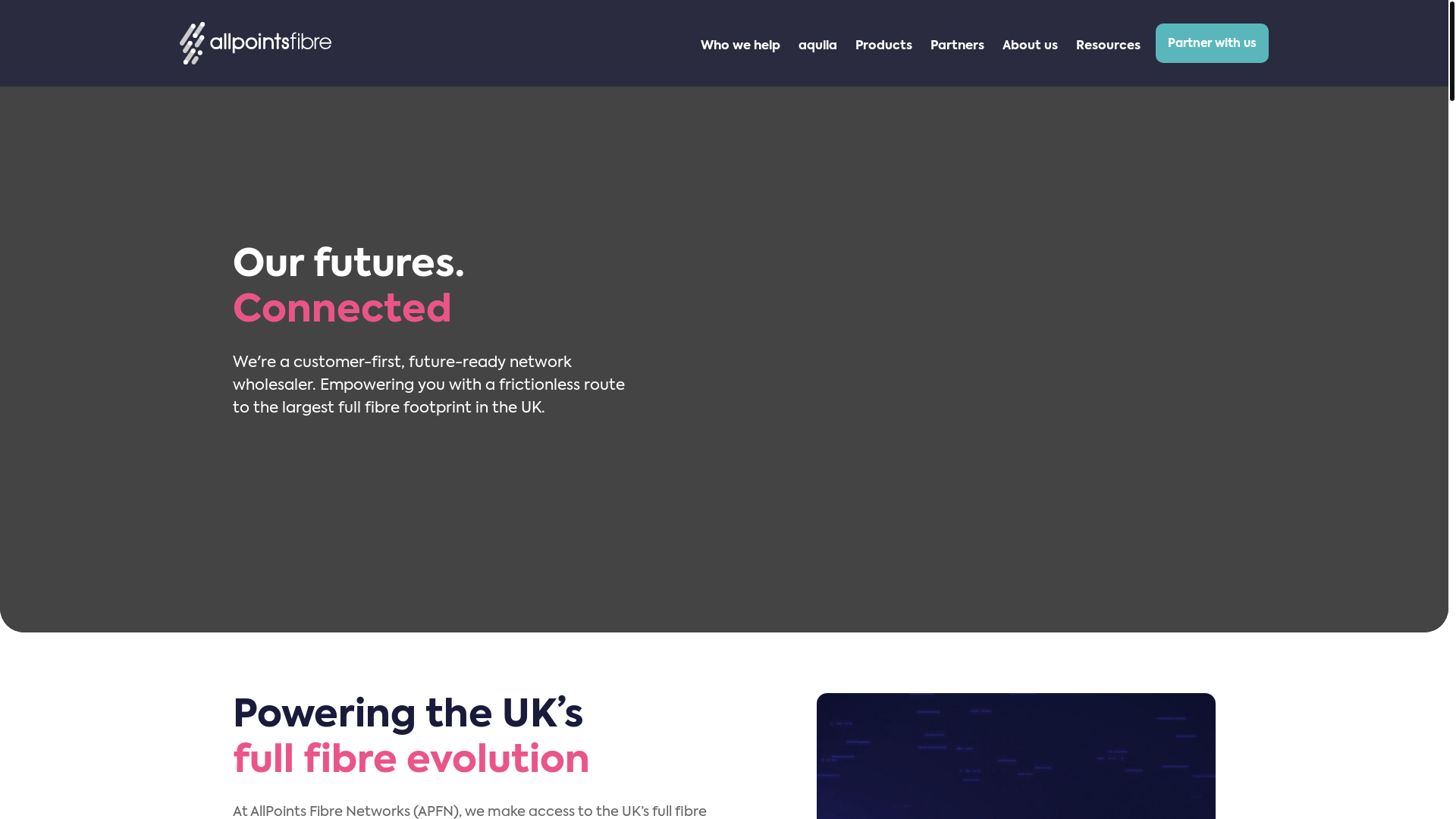 website screenshot of https://allpointsfibrenetwork.net/