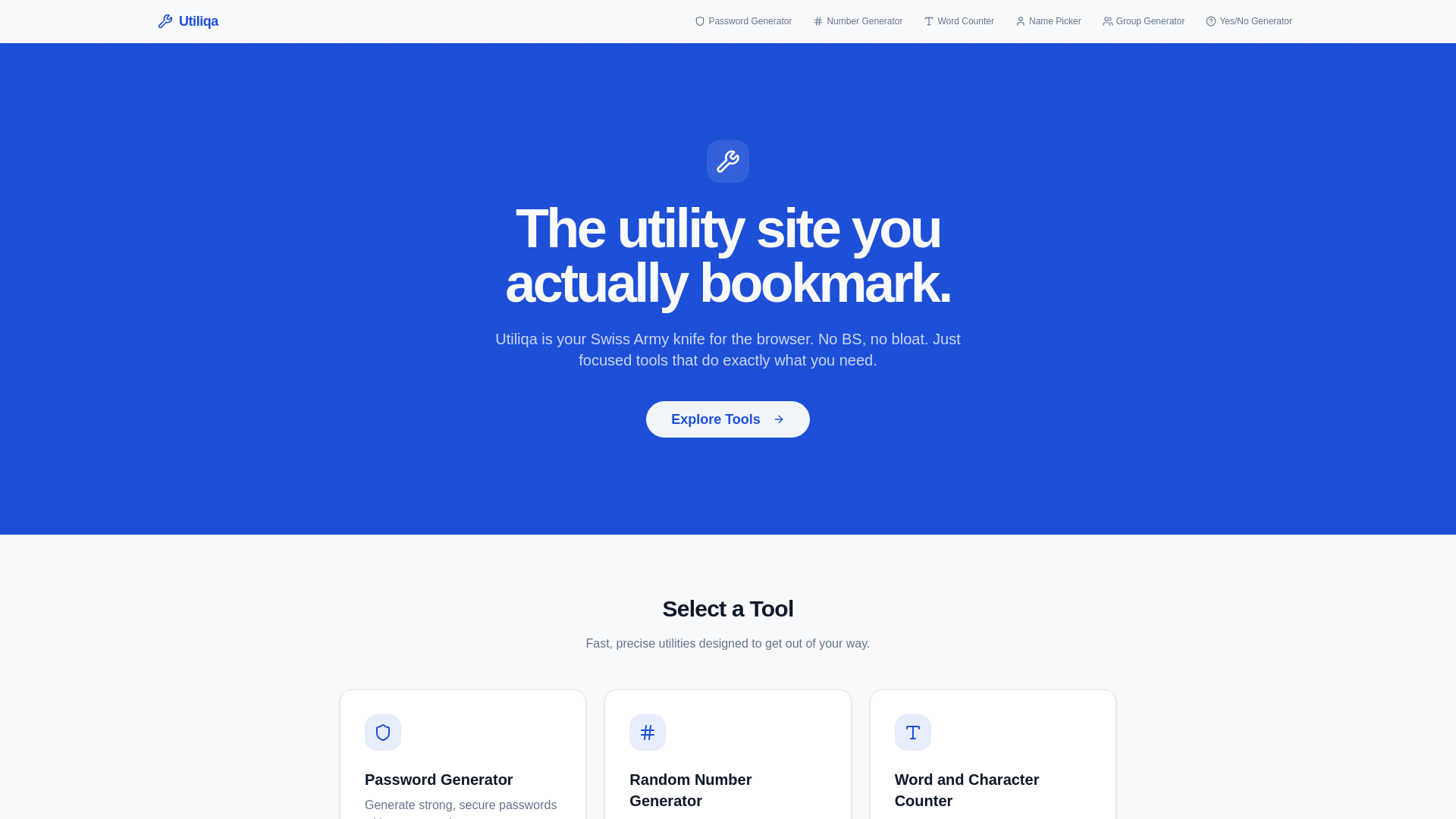 website screenshot of https://utiliqa.click/