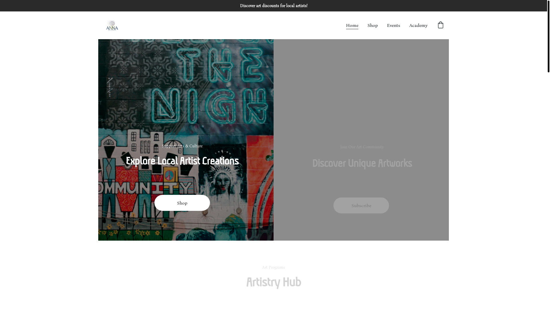 website screenshot of https://annaartcouncil.org/
