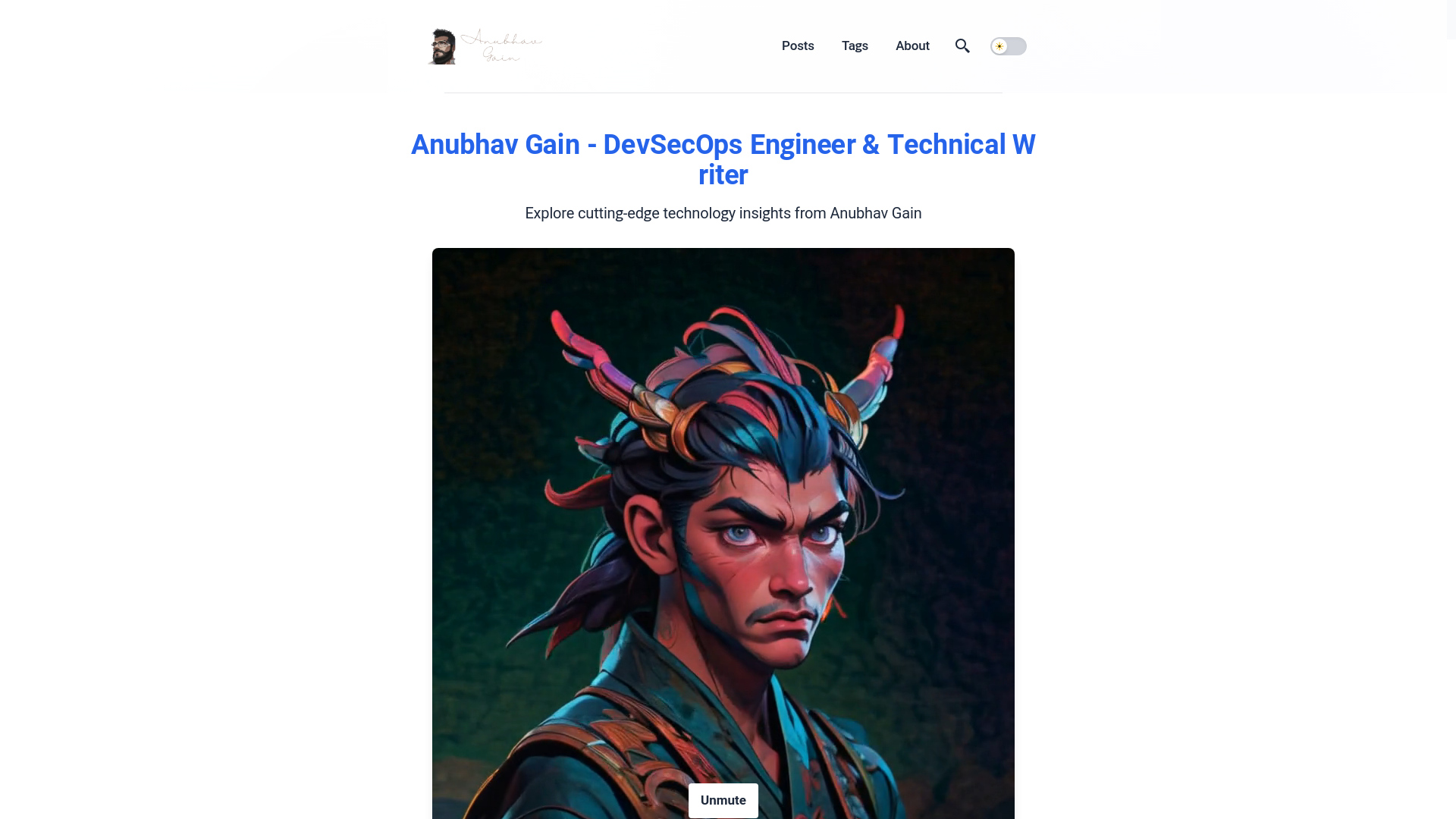website screenshot of https://mranv.pages.dev/