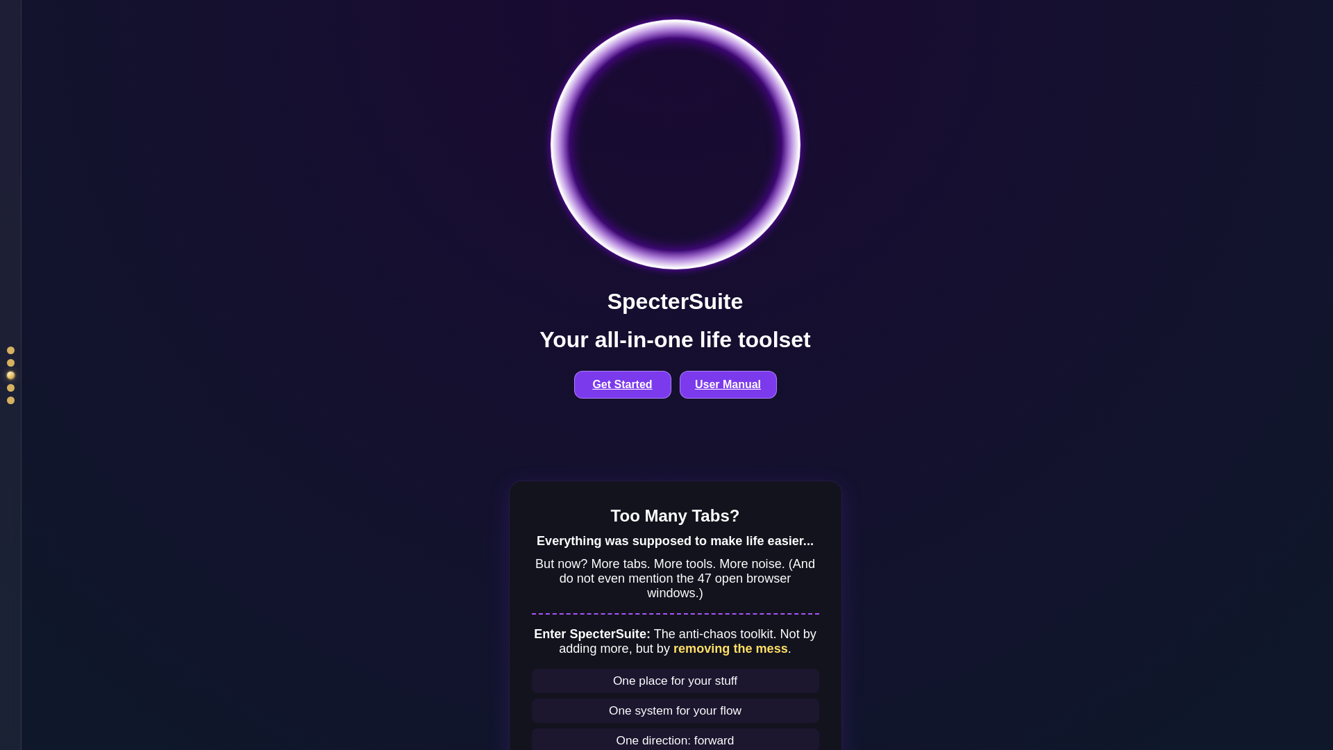 website screenshot of https://spectersuite.com/