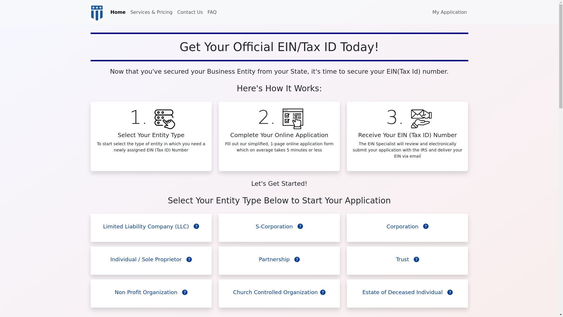 website screenshot of https://eincenter.org/