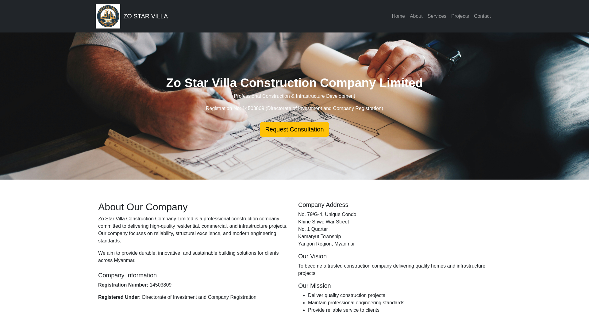 website screenshot of https://zostarvilla.com/