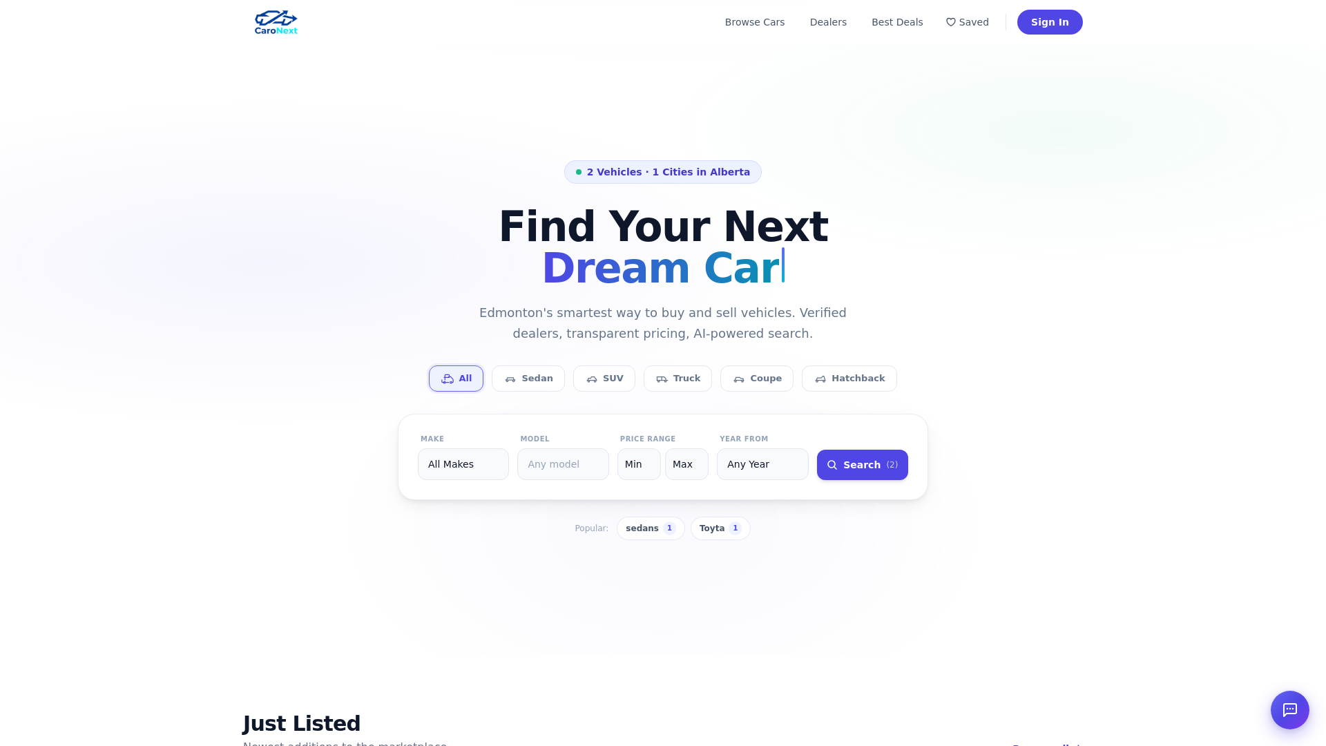 website screenshot of https://caronext.ca