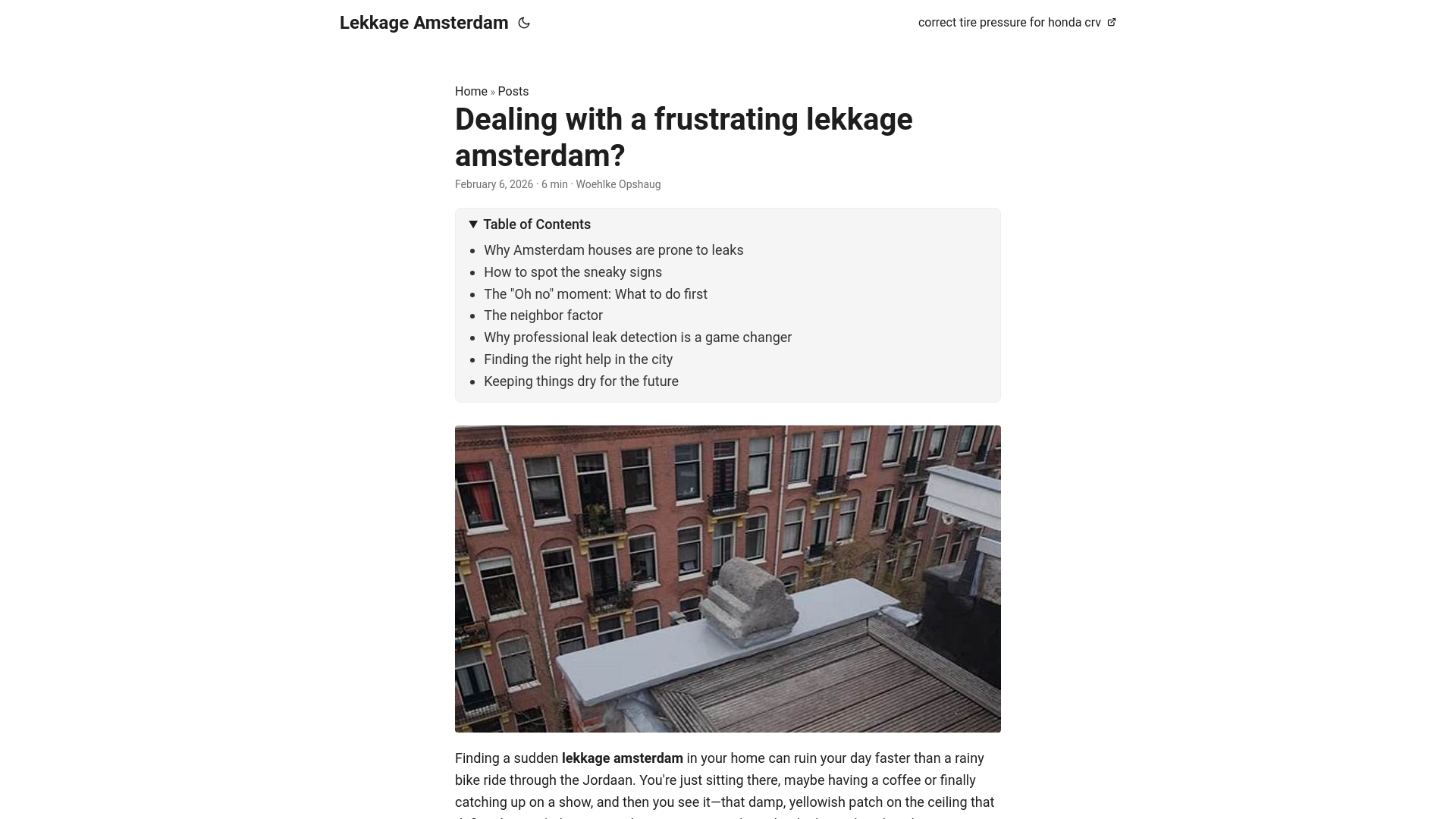 website screenshot of https://lekkage-amsterdam.pages.dev/