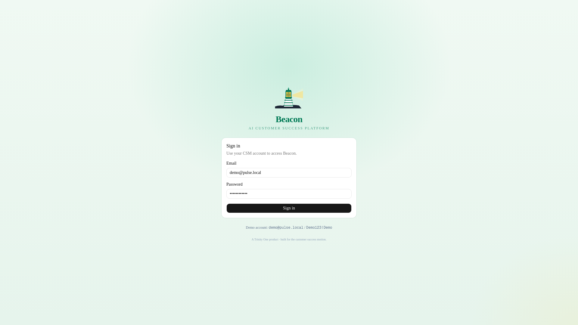 website screenshot of https://trinitybeacon.app/