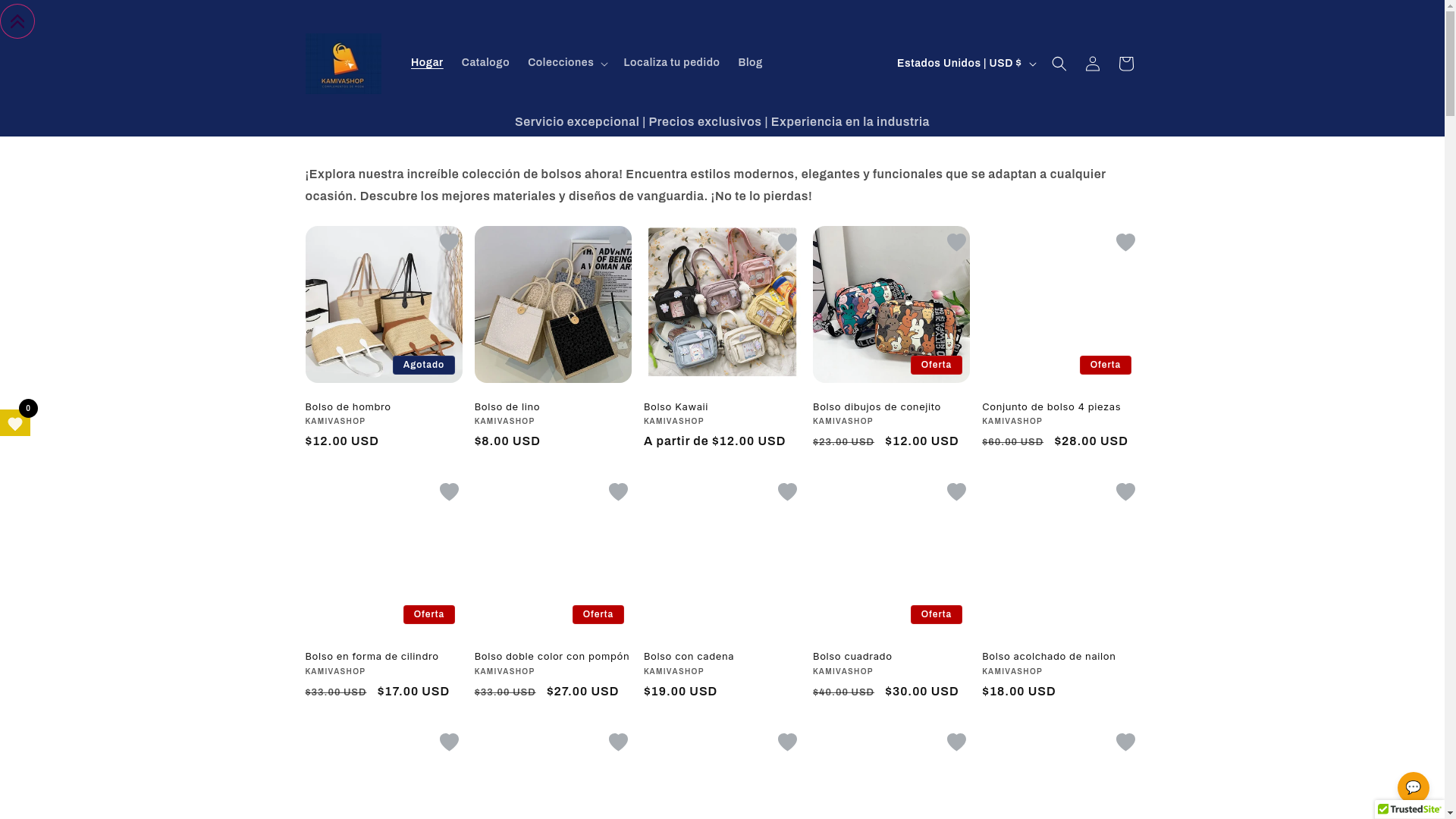 website screenshot of https://www.kamivashop.com/