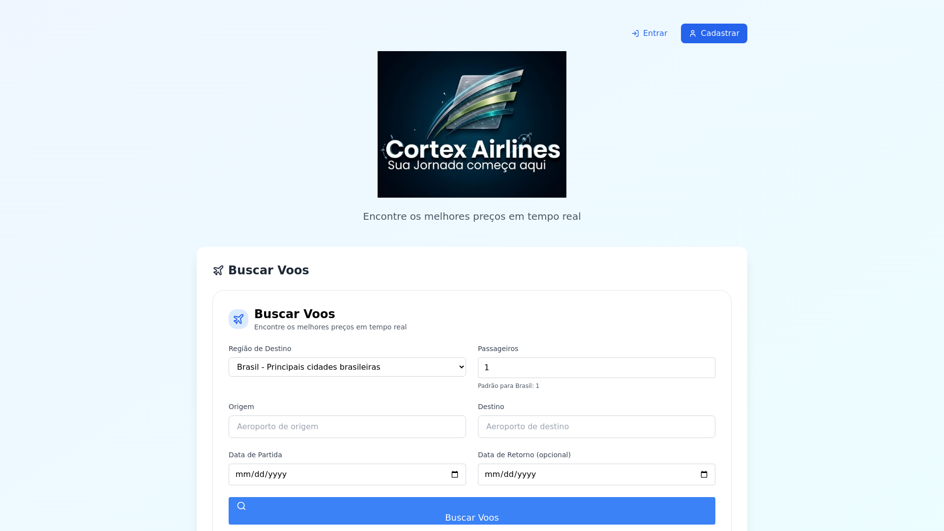 website screenshot of https://vooscortex.com.br/