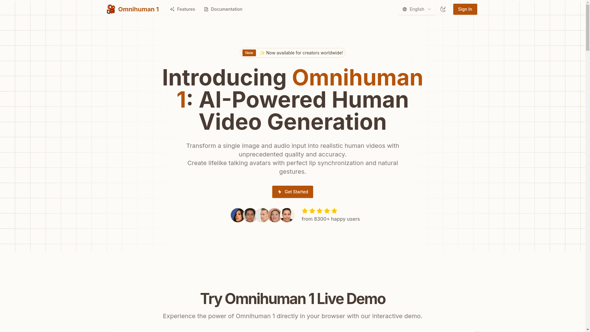 website screenshot of https://omnihumanai.app/