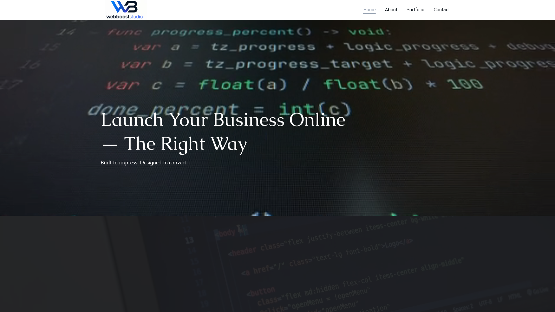 website screenshot of https://webbooststudio.io/
