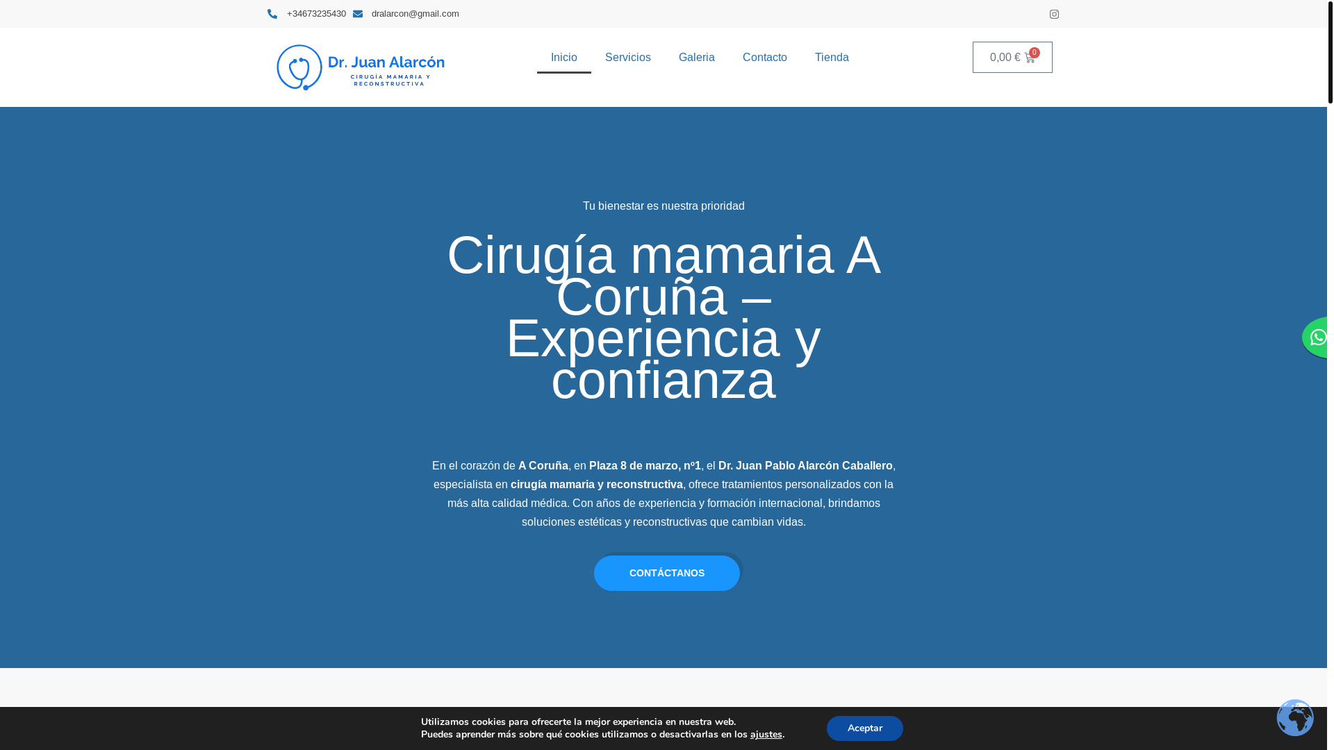website screenshot of https://cirugiamamariaalarcon.es/