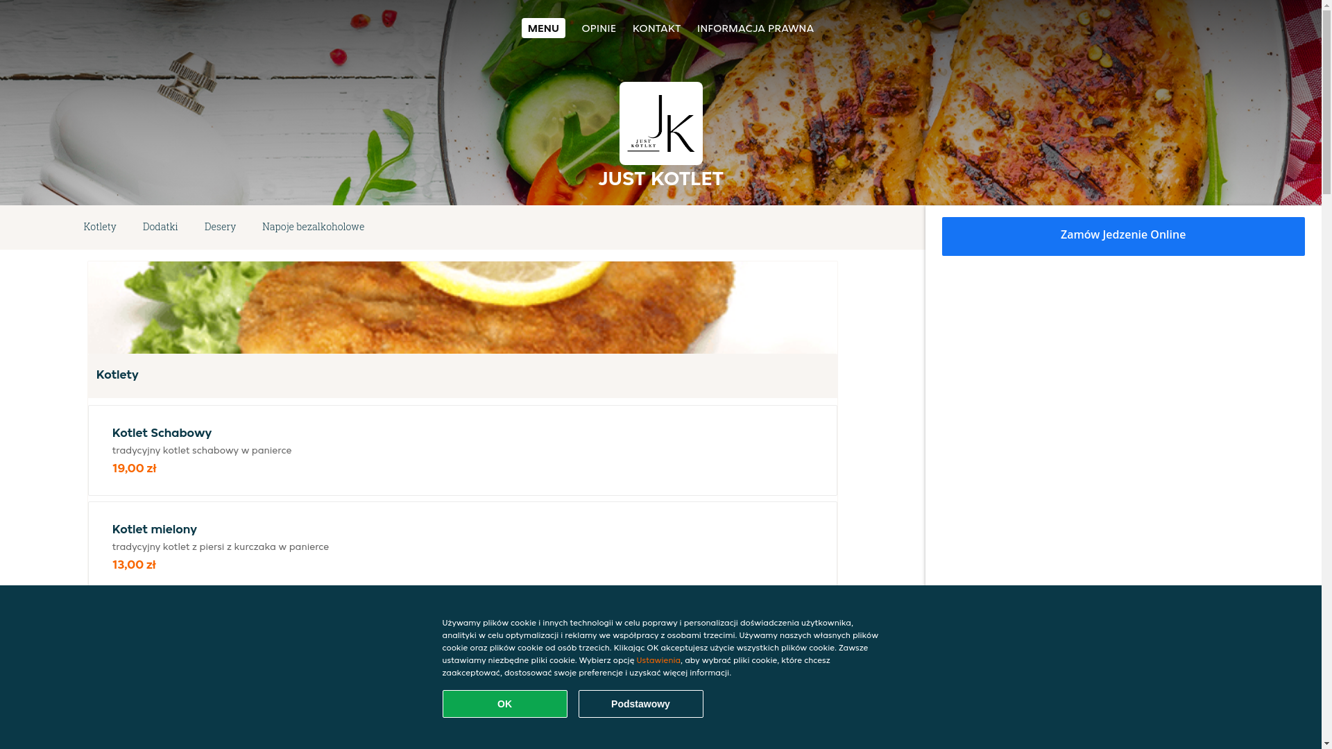 website screenshot of https://just-kotlet-katowice.pl/