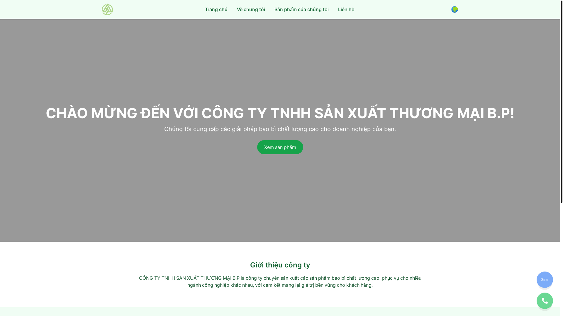 website screenshot of https://bppackaging.net/