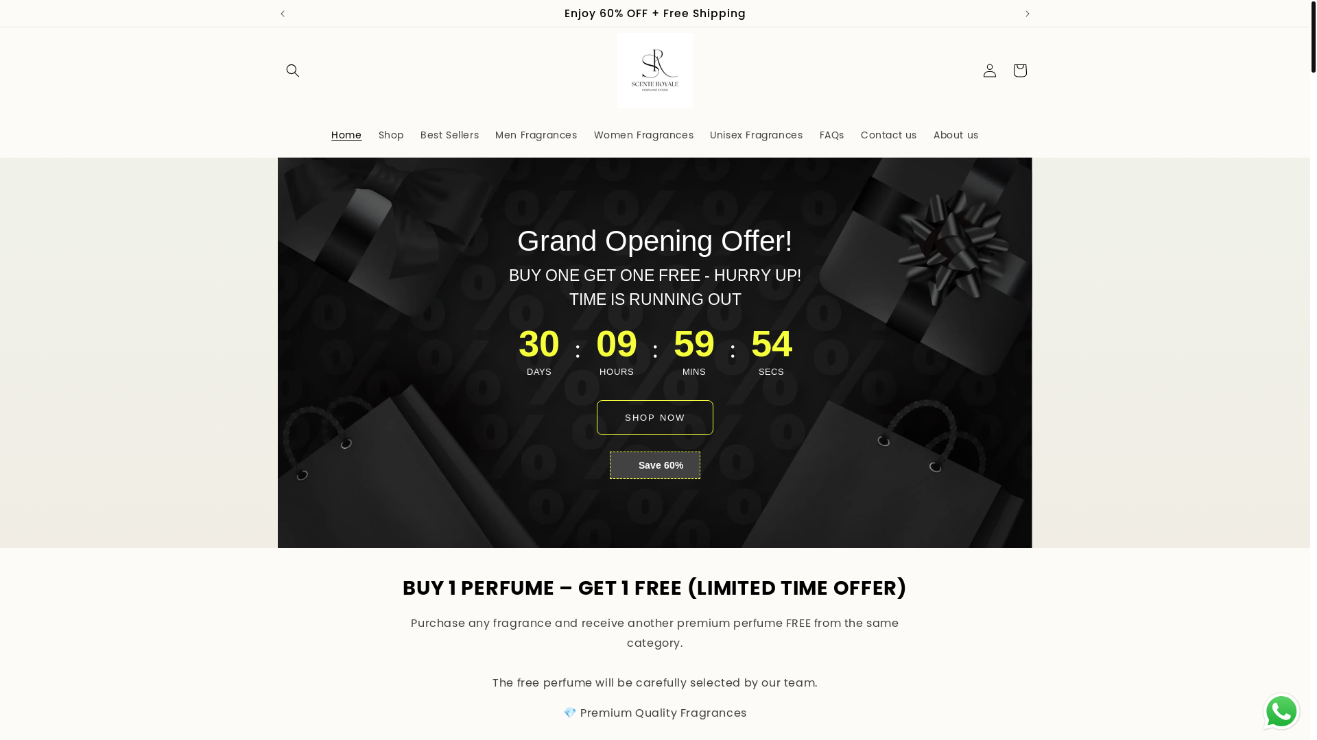 website screenshot of https://scenteroyale.com/