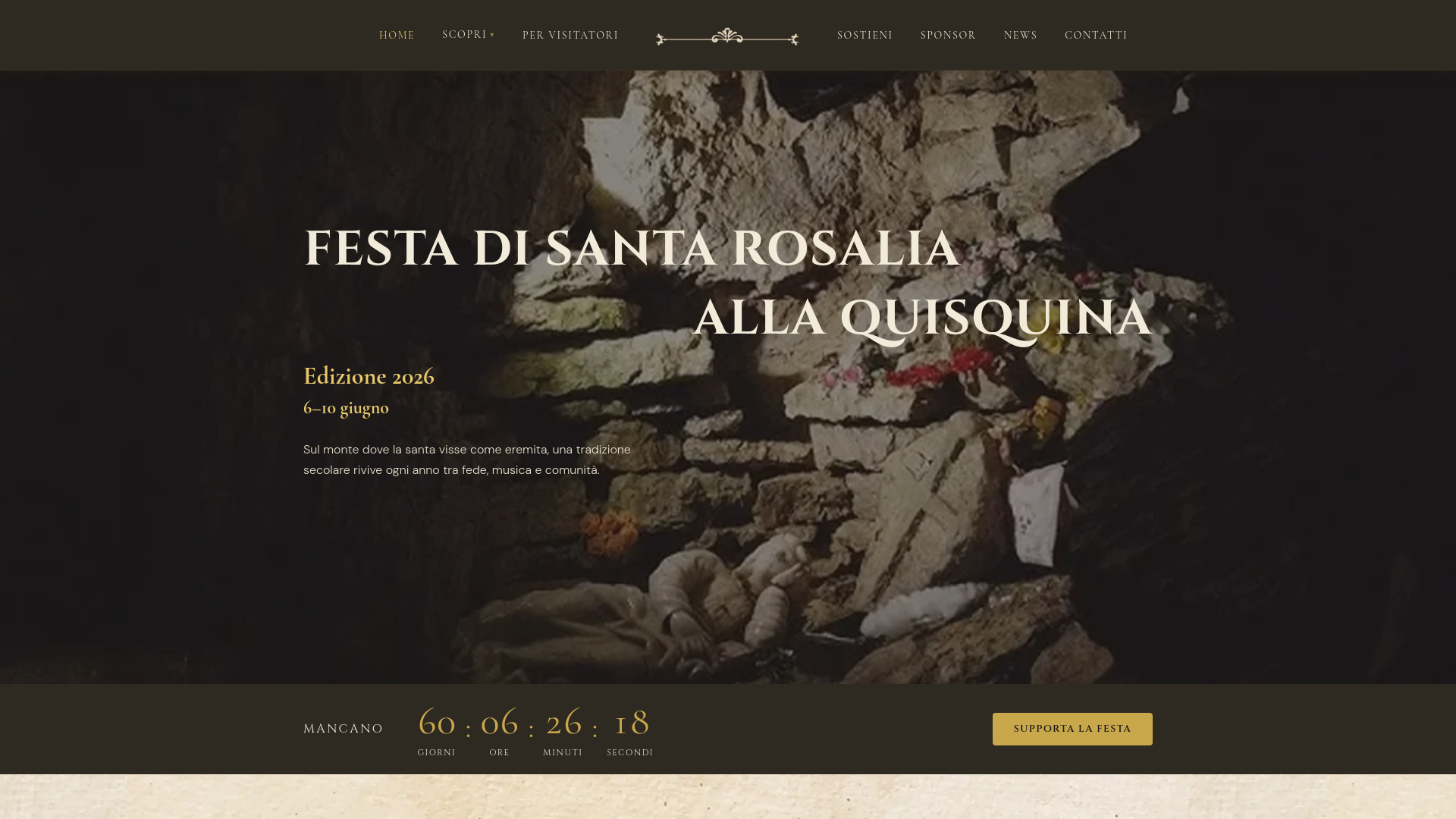 website screenshot of https://santarosaliaquisquina.it/