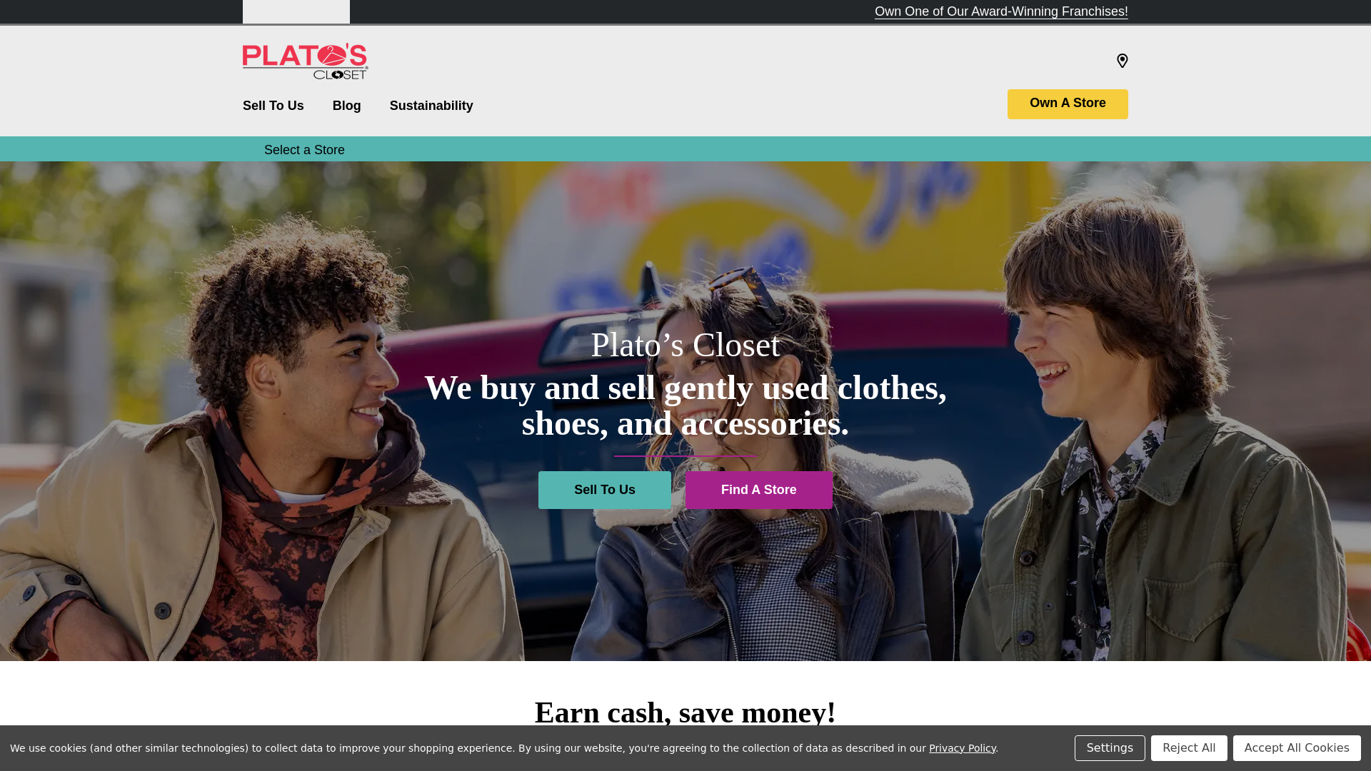 website screenshot of https://platoscloset.com/