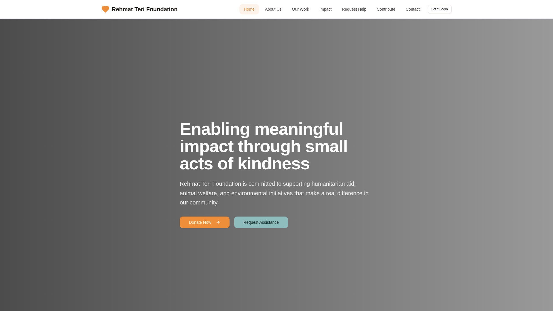 website screenshot of https://rehmatterifoundation.org/