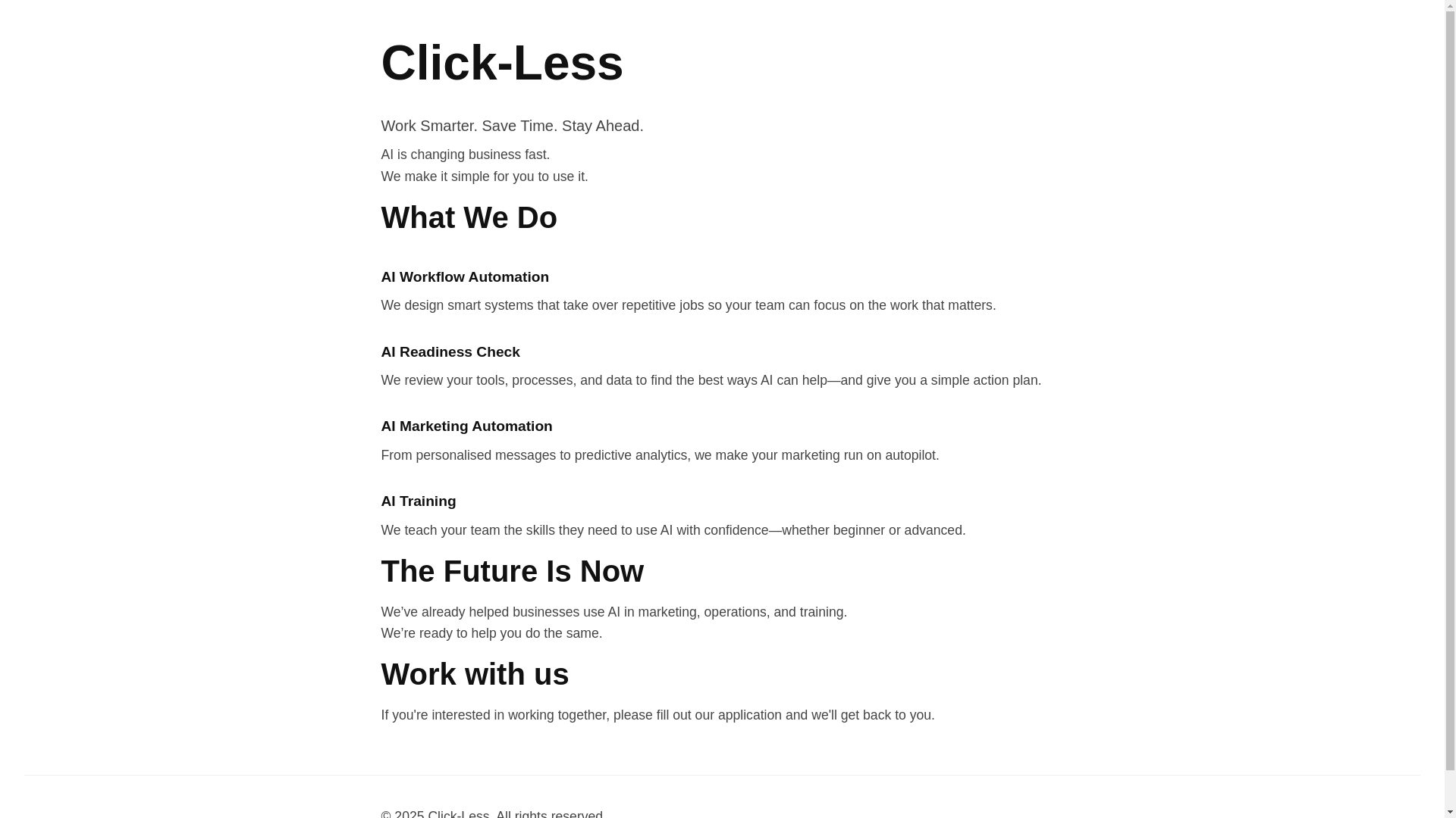 website screenshot of https://click-less.pages.dev/
