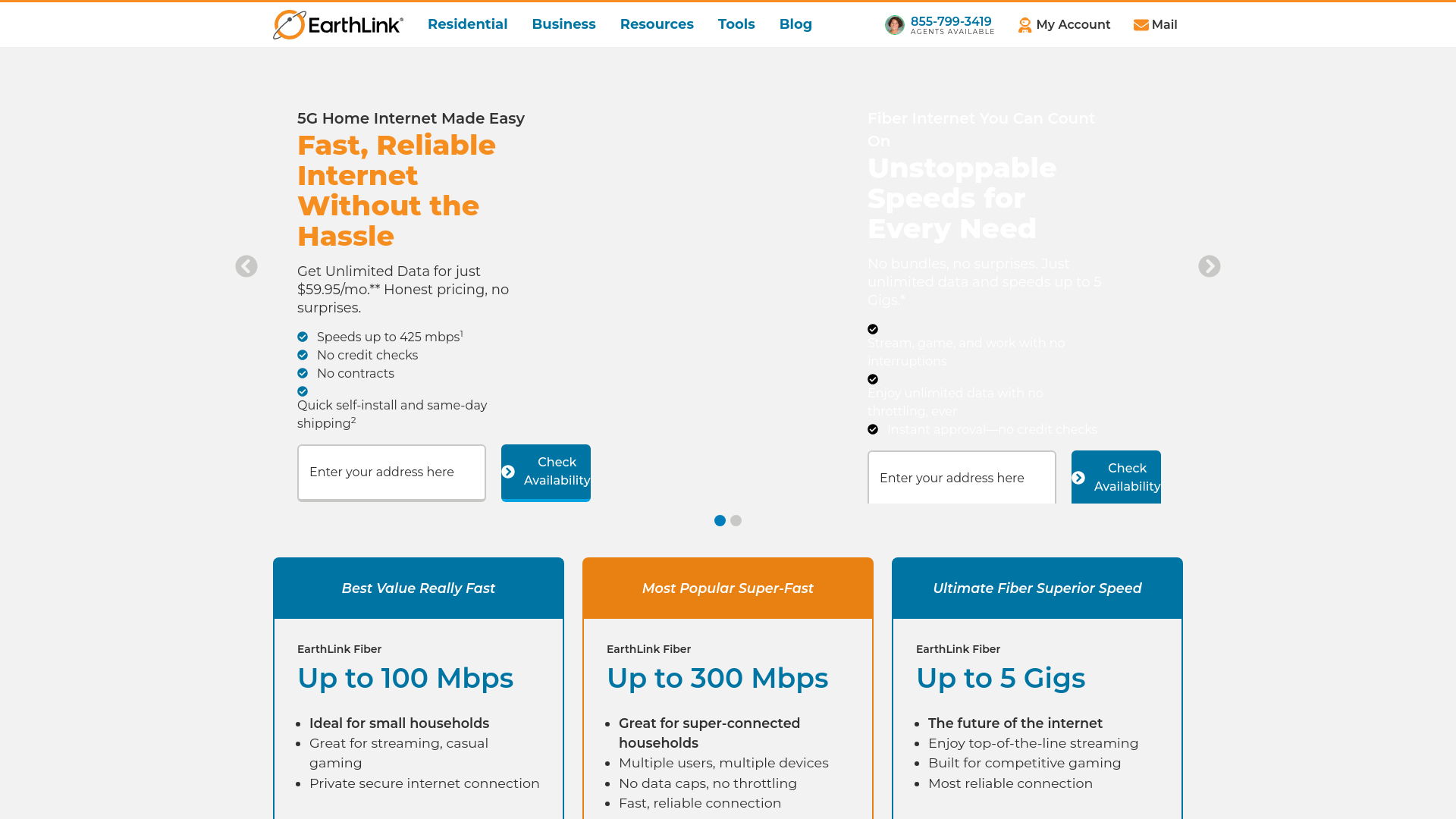 website screenshot of https://www.earthlink.net/